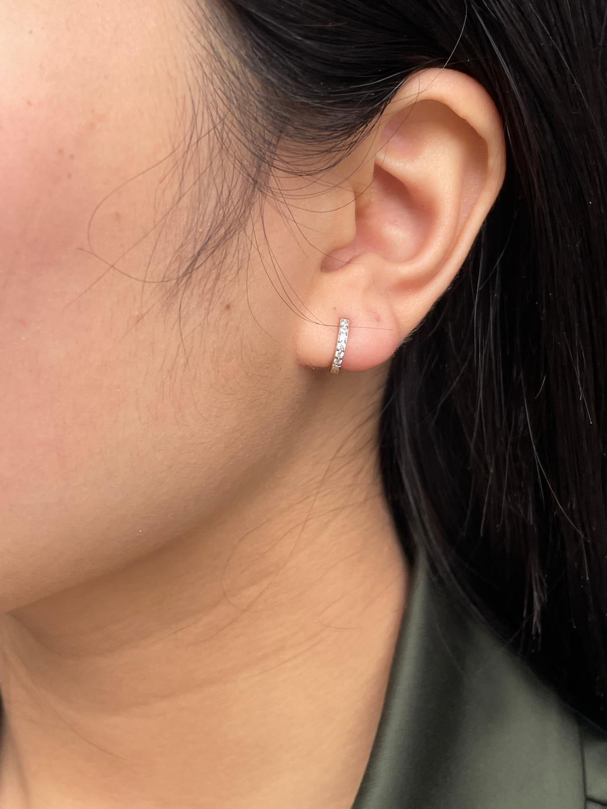 Sterling Silver Small CZ Huggies