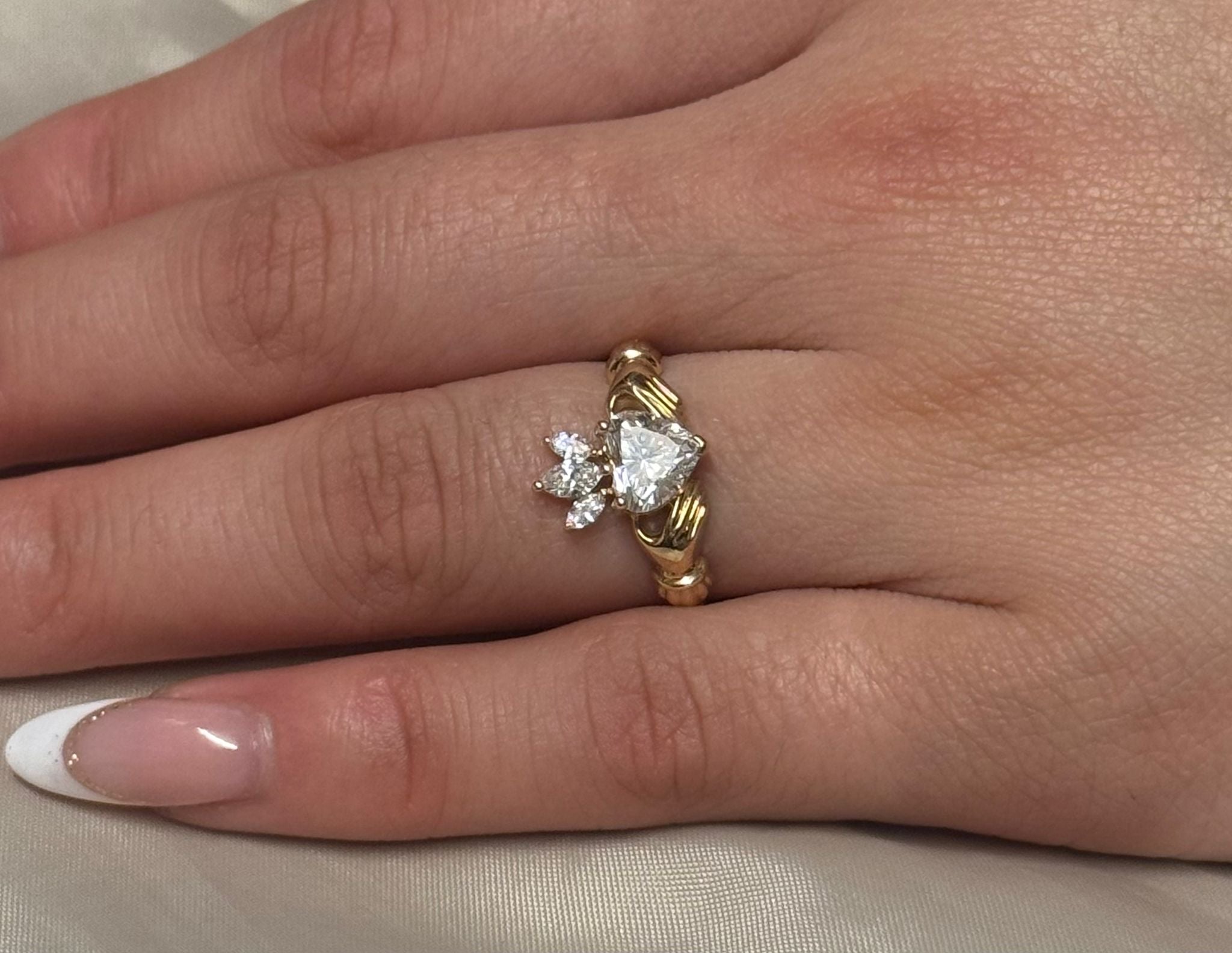 9K Yellow Gold Laboratory Grown Diamond Claddagh Ring