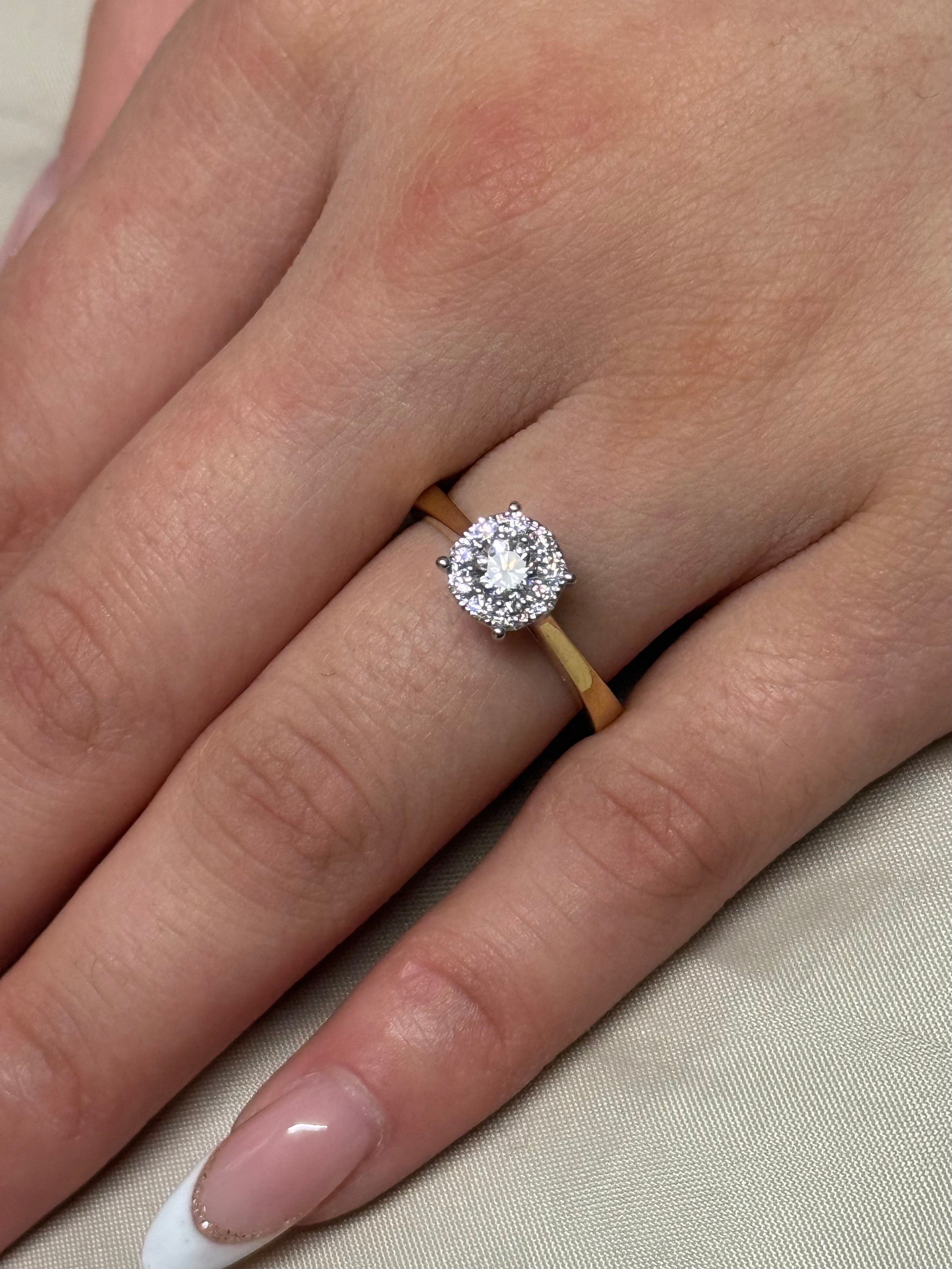 9K Yellow Gold 50pt Illusion Solitaire Diamond Ring