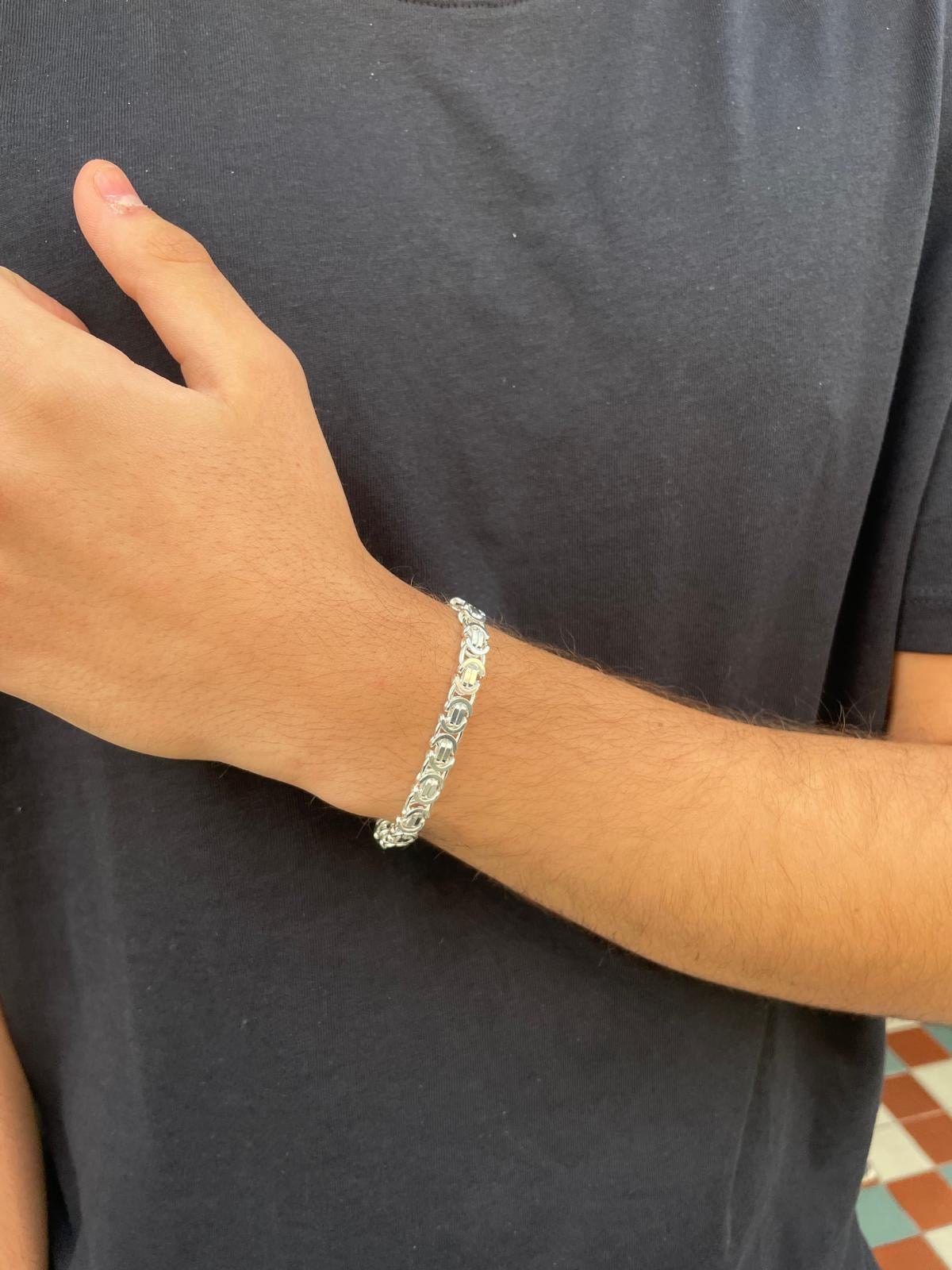 Sterling Silver Mens Byzantine Bracelet