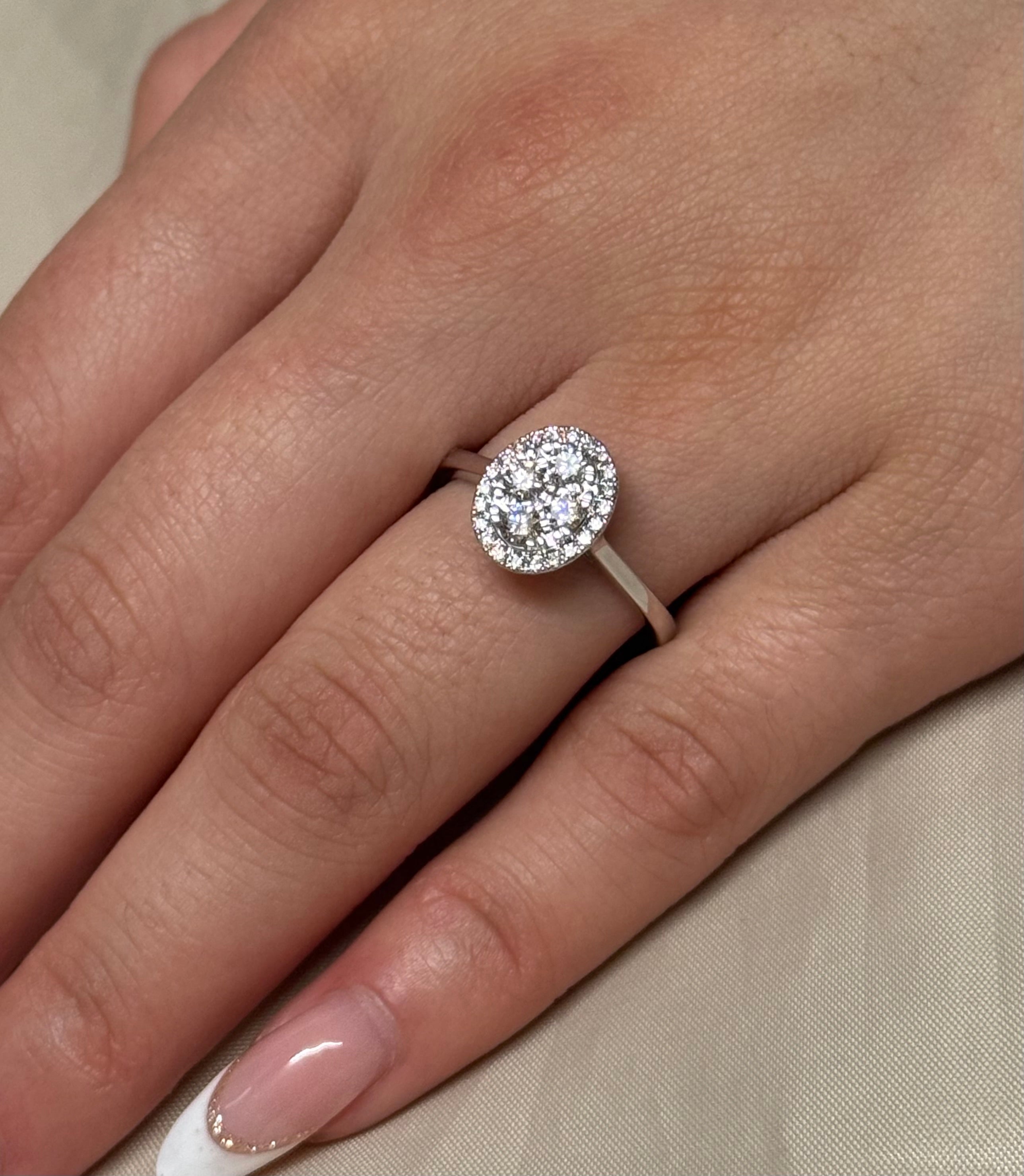 9K White Gold 50pt Illusion Oval Diamond Ring