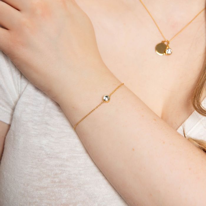 Yellow Gold Plated Sterling Silver April Birthstone Bracelet