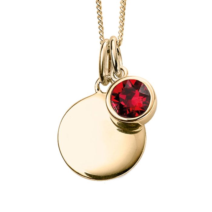 Yellow Gold Plated Sterling Silver July Birthstone Disc Pendant