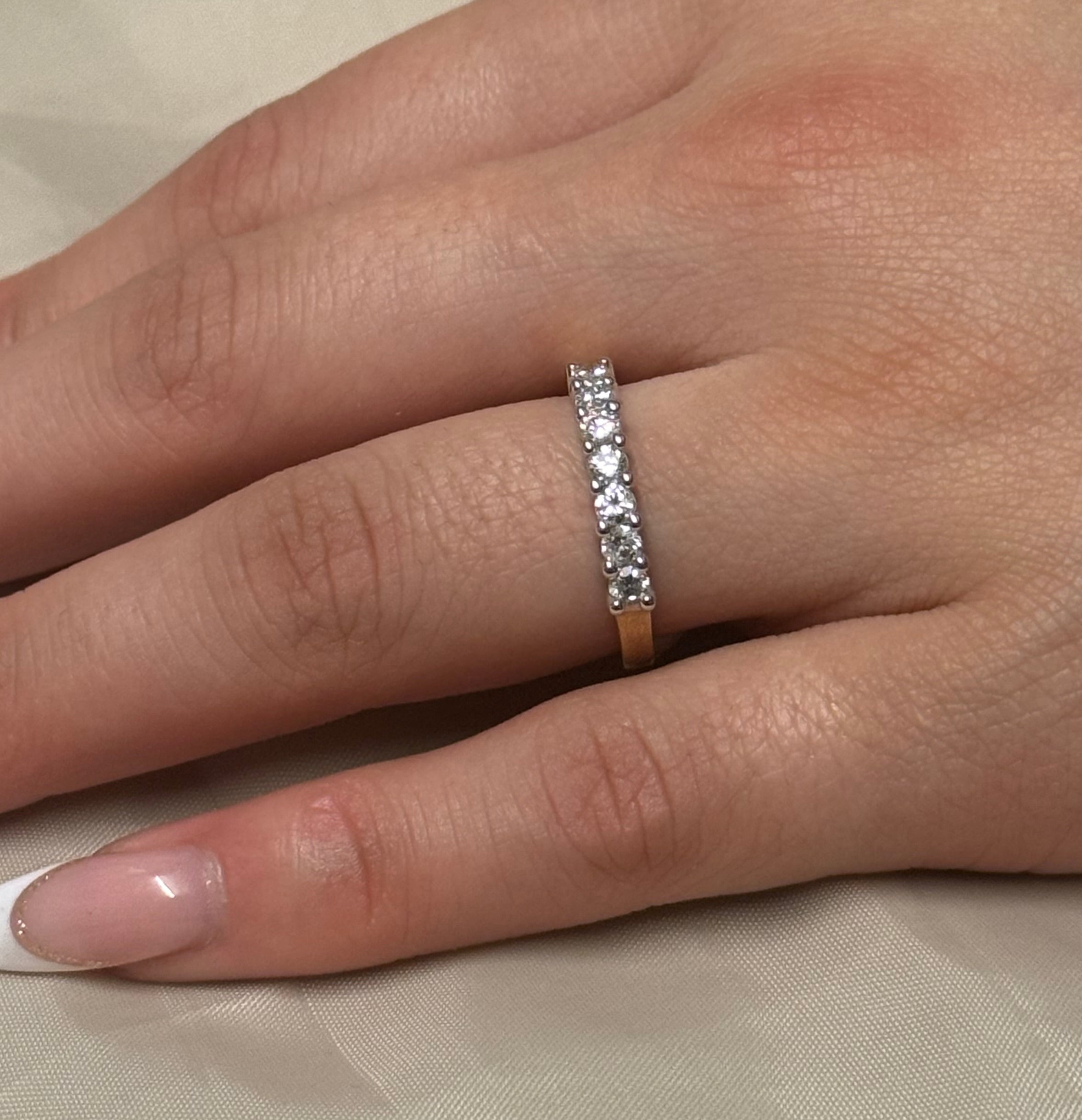 9K Yellow Gold Seven Stone Diamond Ring