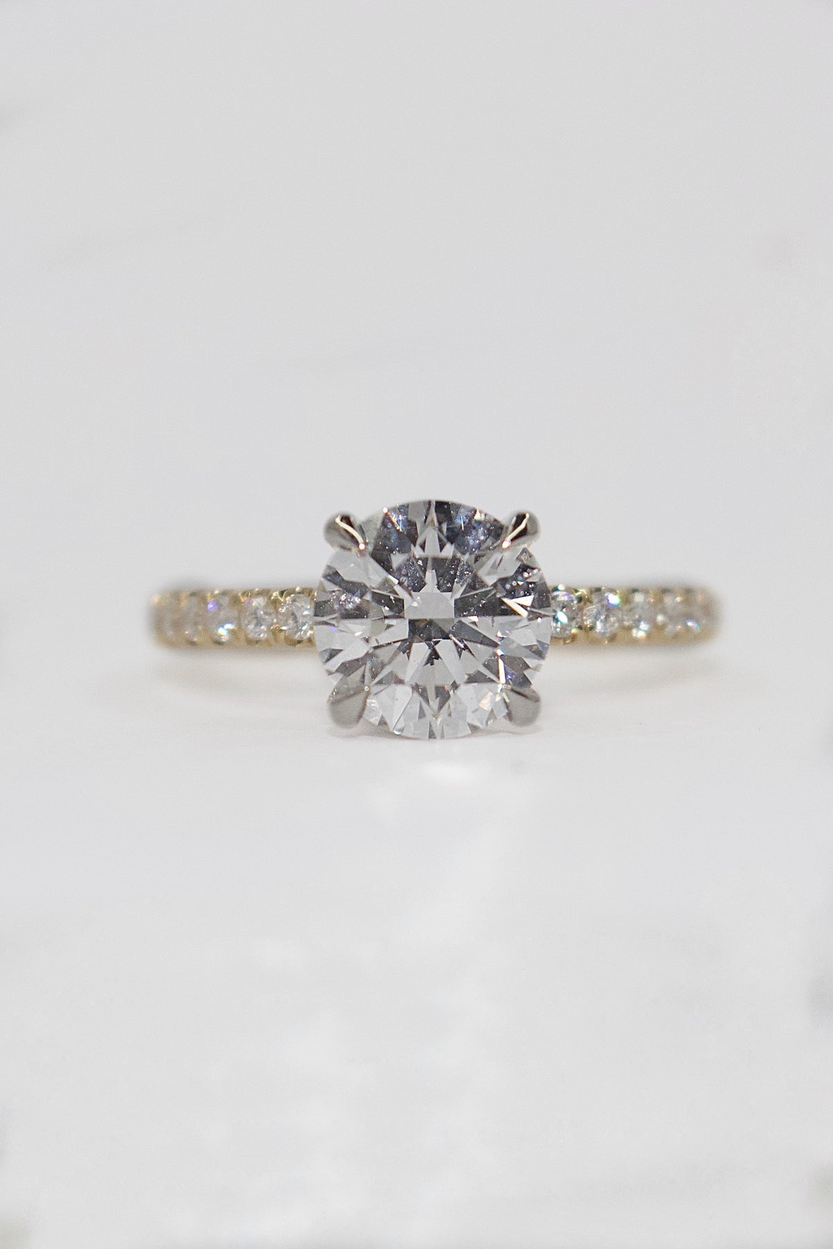 18K Yellow Gold 1.80ct Laboratory Grown Brilliant Cut Solitaire with Diamond Band