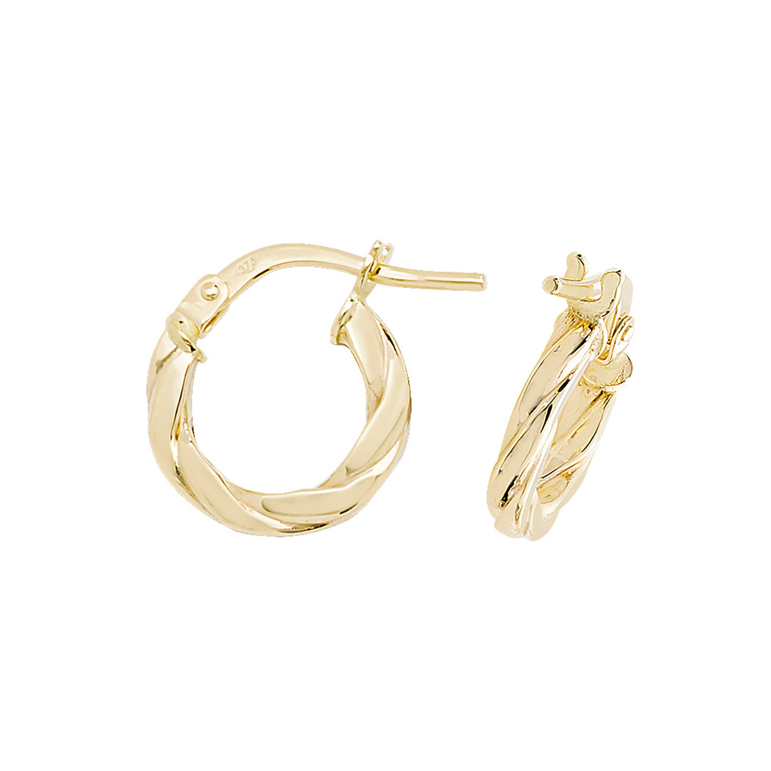 9ct Yellow Gold Flat Twist Hoops