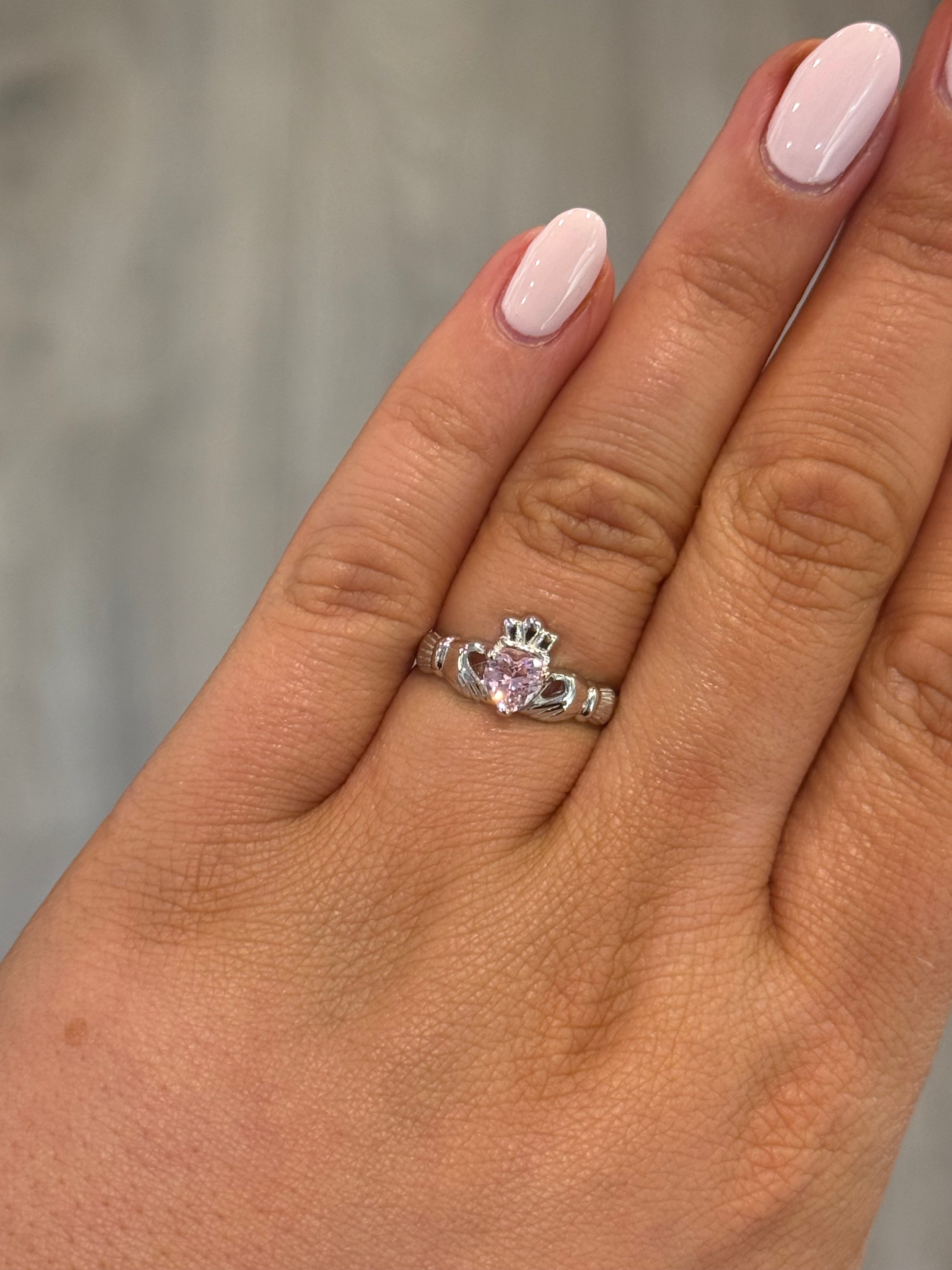 Sterling Silver October Birthstone Claddagh