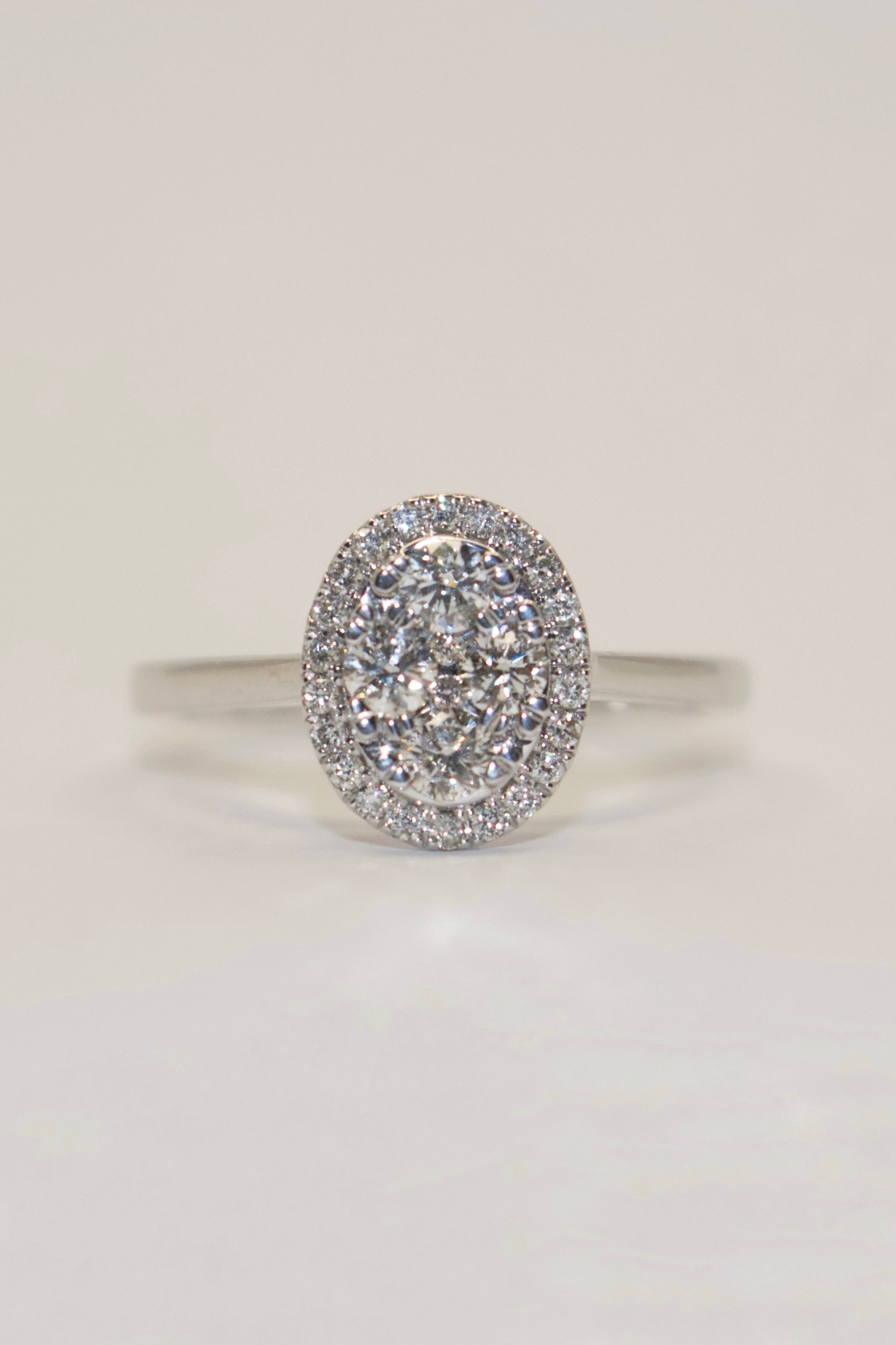 9K White Gold 50pt Illusion Oval Diamond Ring