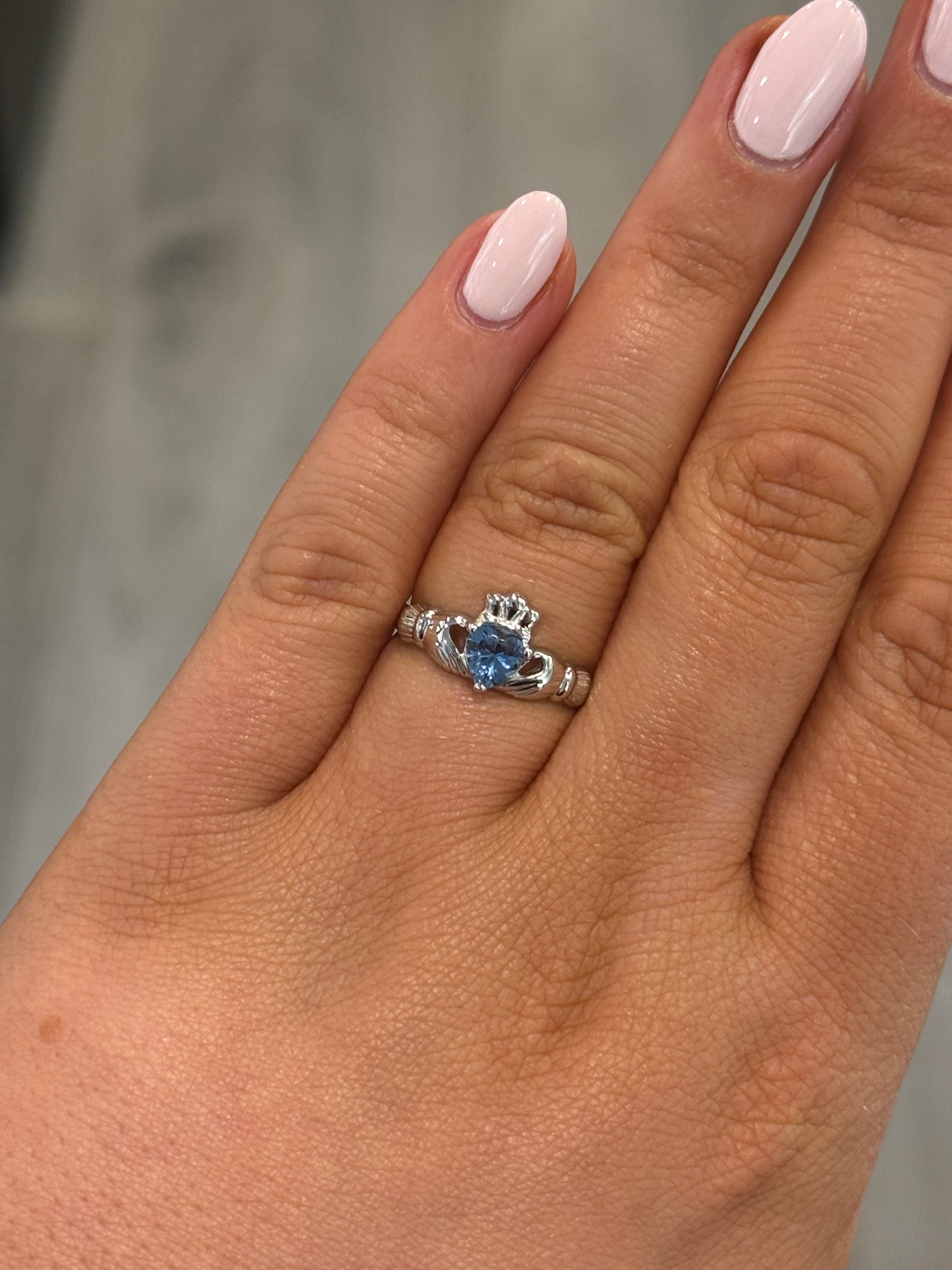 Sterling Silver December Birthstone Claddagh