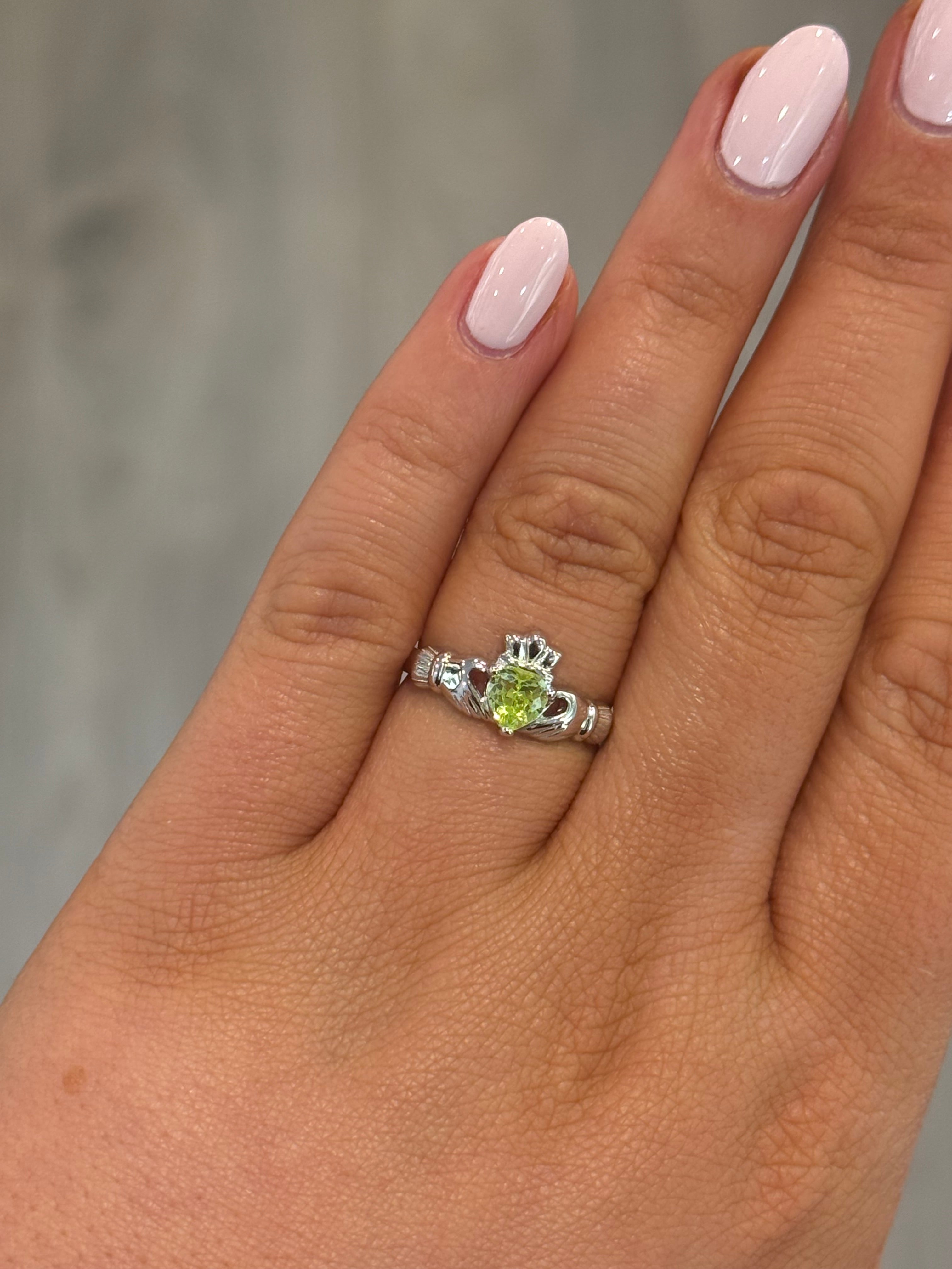 Sterling Silver August Birthstone Claddagh