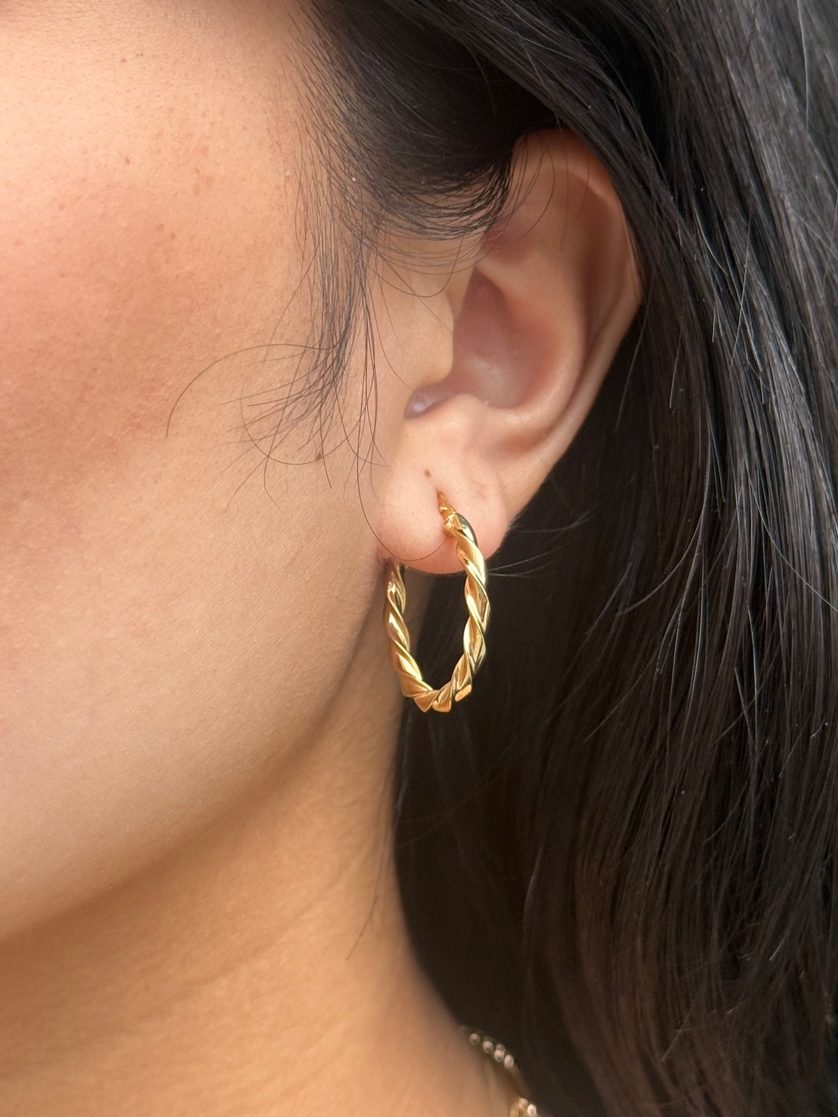 Gold Plated Sterling Silver Oval Rope Hoops