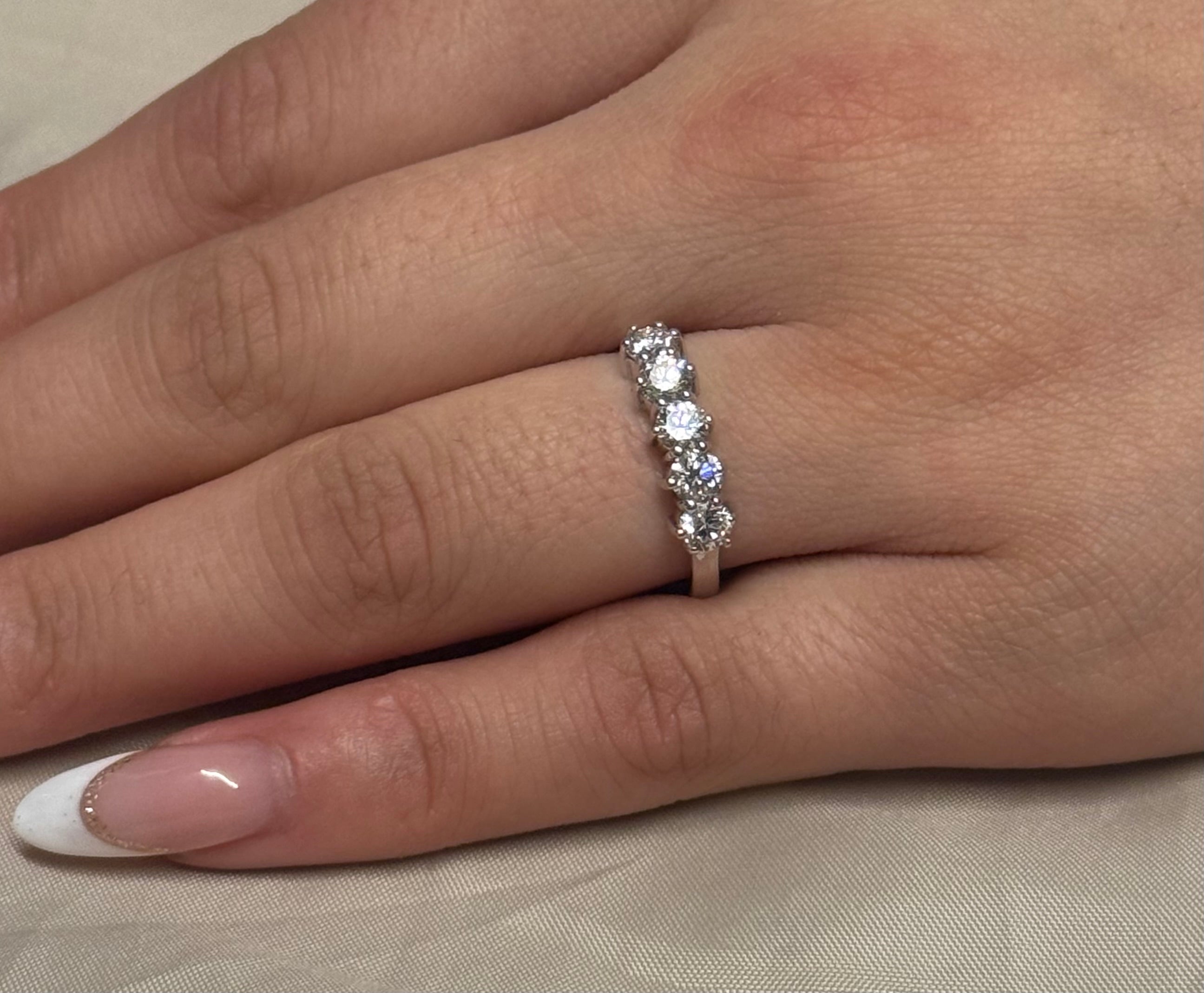 18k White Gold Five Stone Brilliant Cut Diamond Eternity Ring