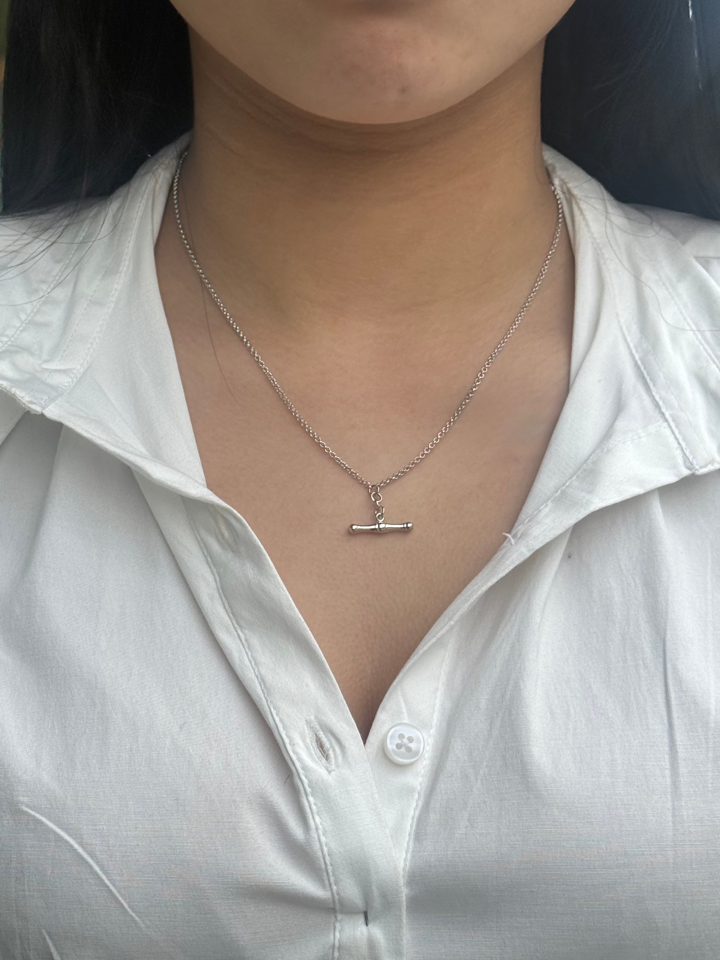 Silver Dogbone Tbar Necklace