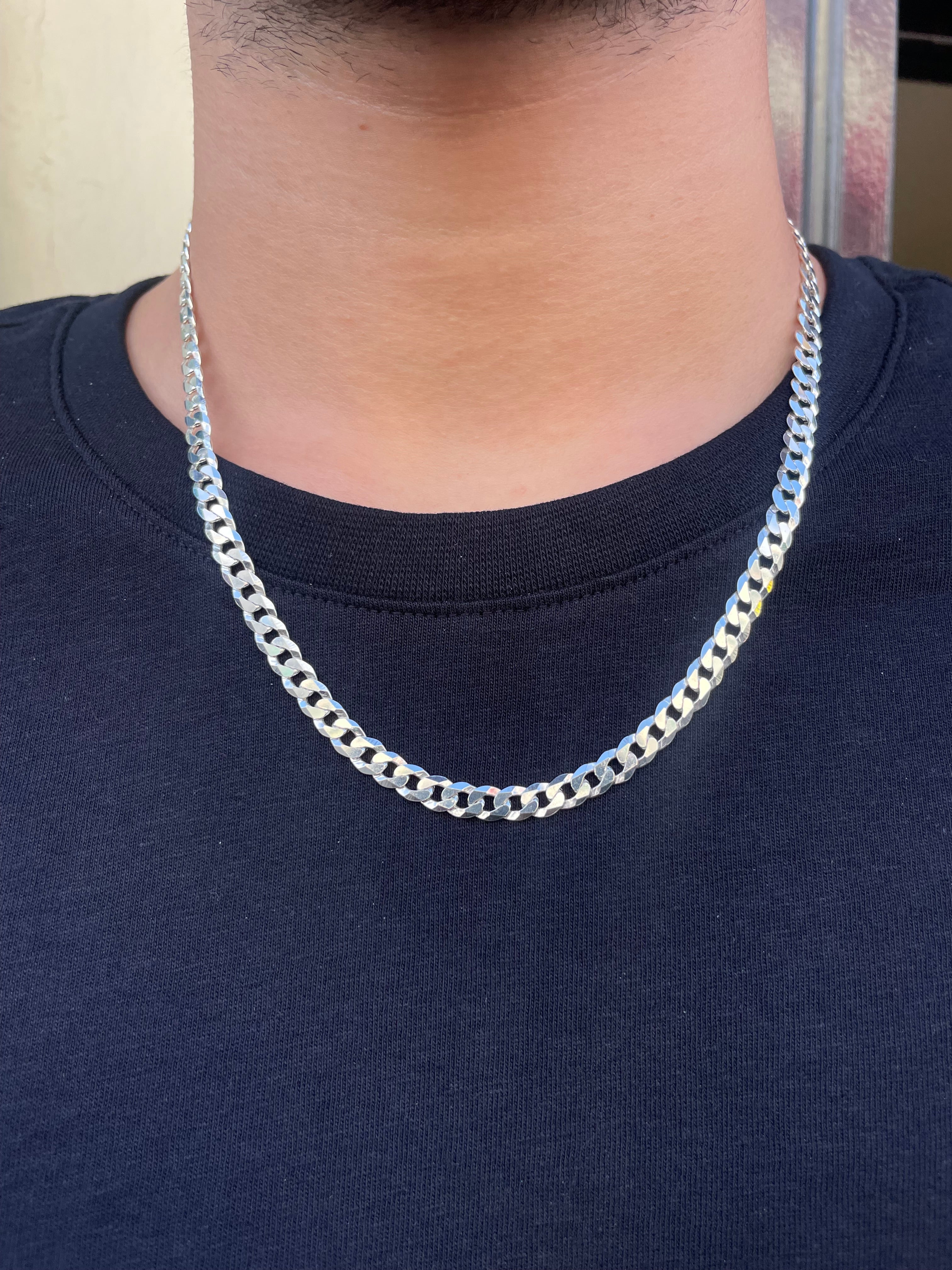 Sterling Silver Mens Medium Flat Curb Chain