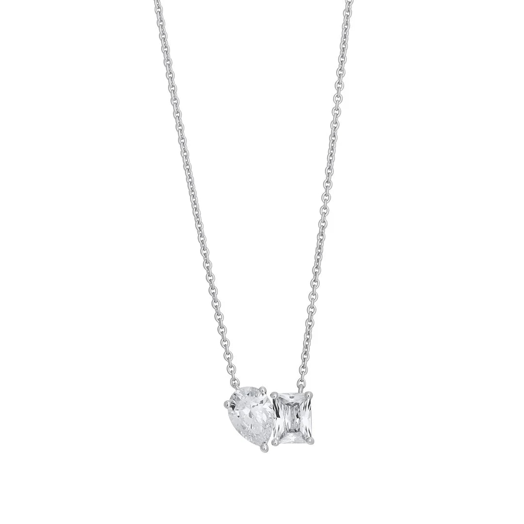 Sterling Silver Moi & Toi Cz Necklace