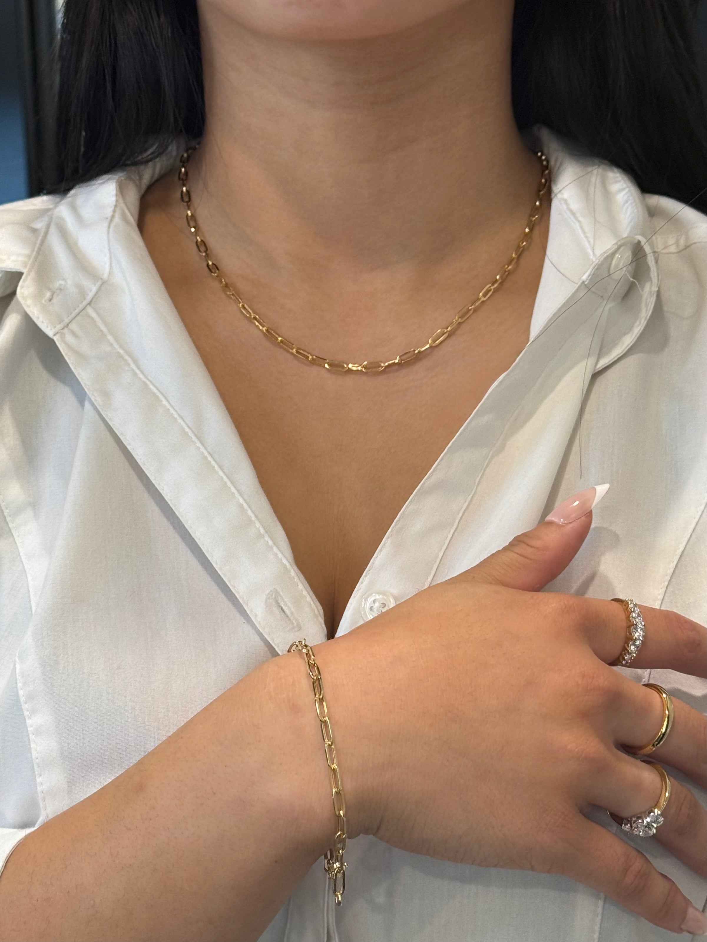 9ct Yellow Gold Medium Paperlink Necklace