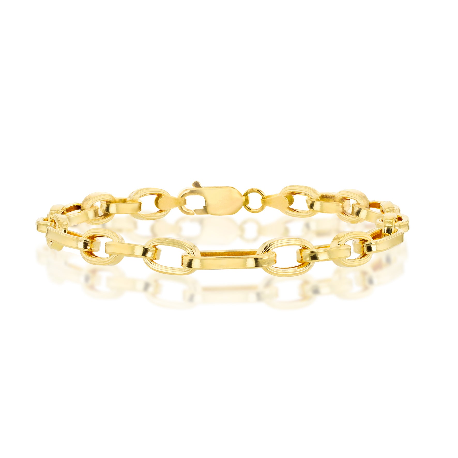9ct Yellow Gold Oval Belcher Figaro Bracelet