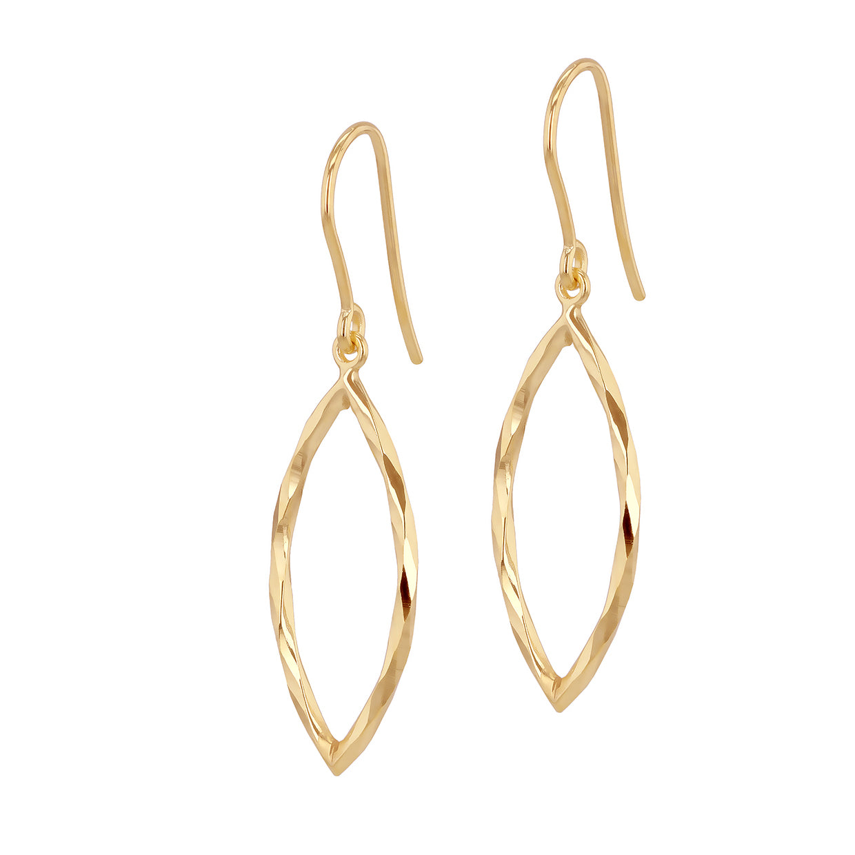 9ct Yellow Gold Diamond Cut Drop Earrings
