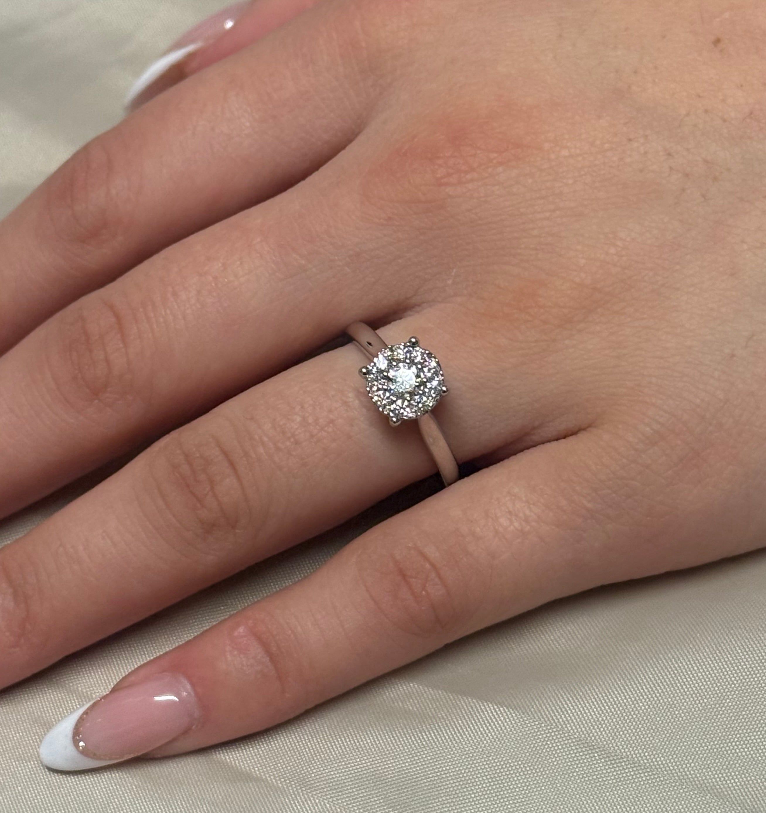 9K White Gold 50pt Illusion Solitaire Diamond Ring