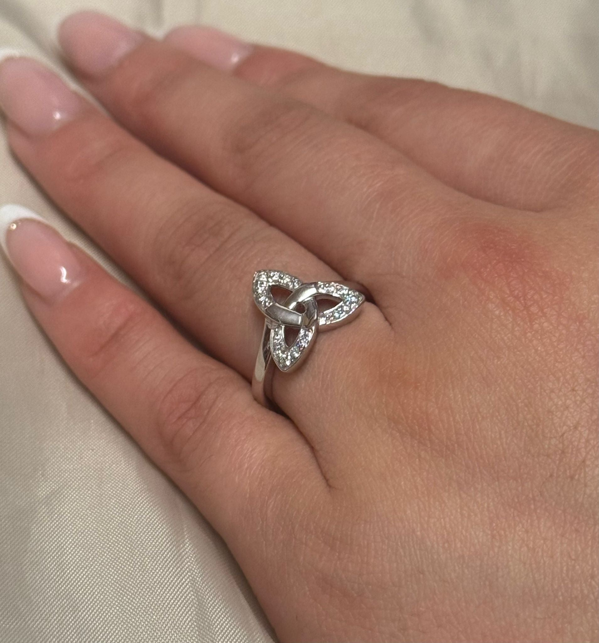 9K White Gold Diamond Trinity Ring