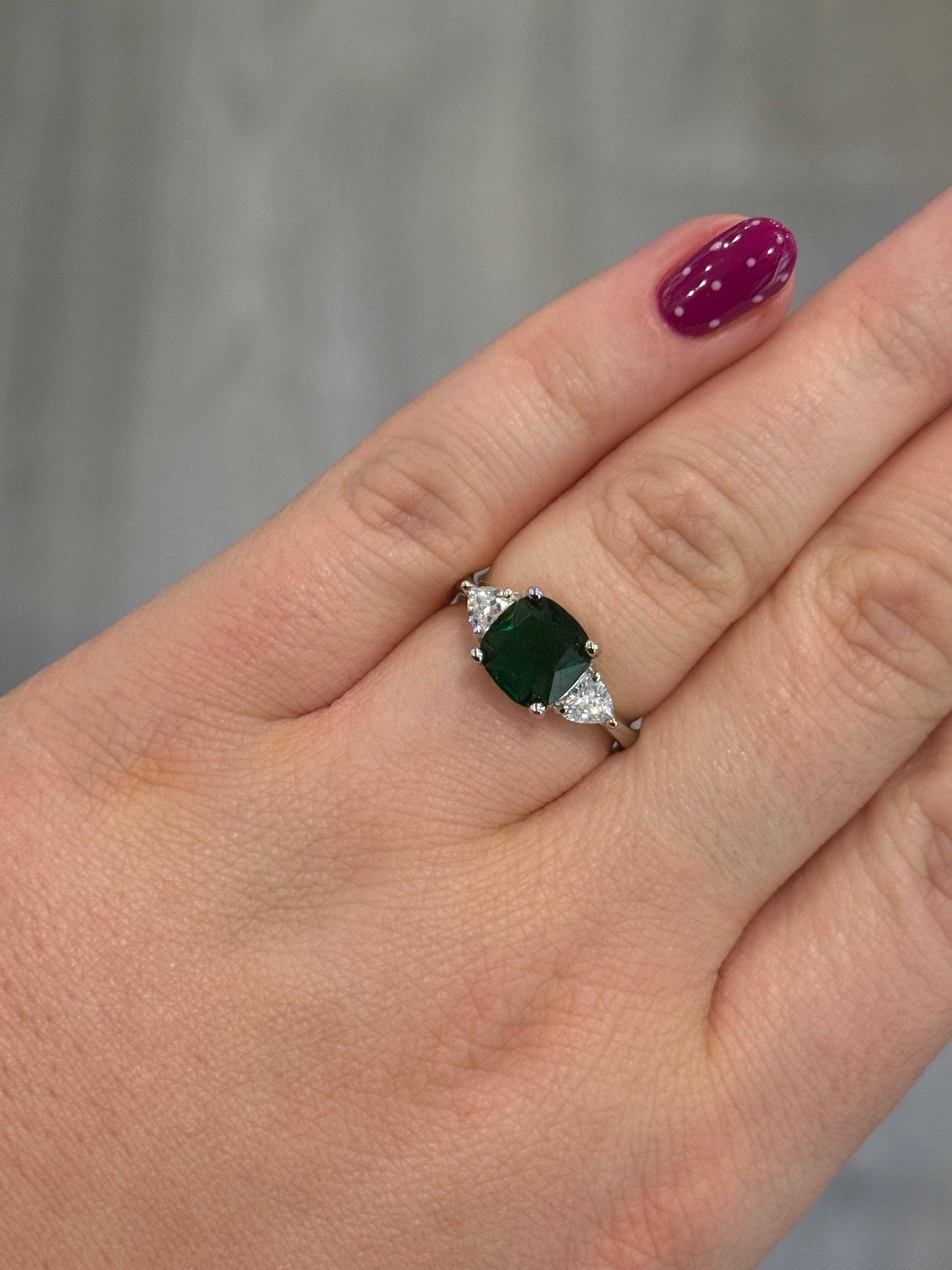 Sterling Silver Green Cz Cushion Dress Ring