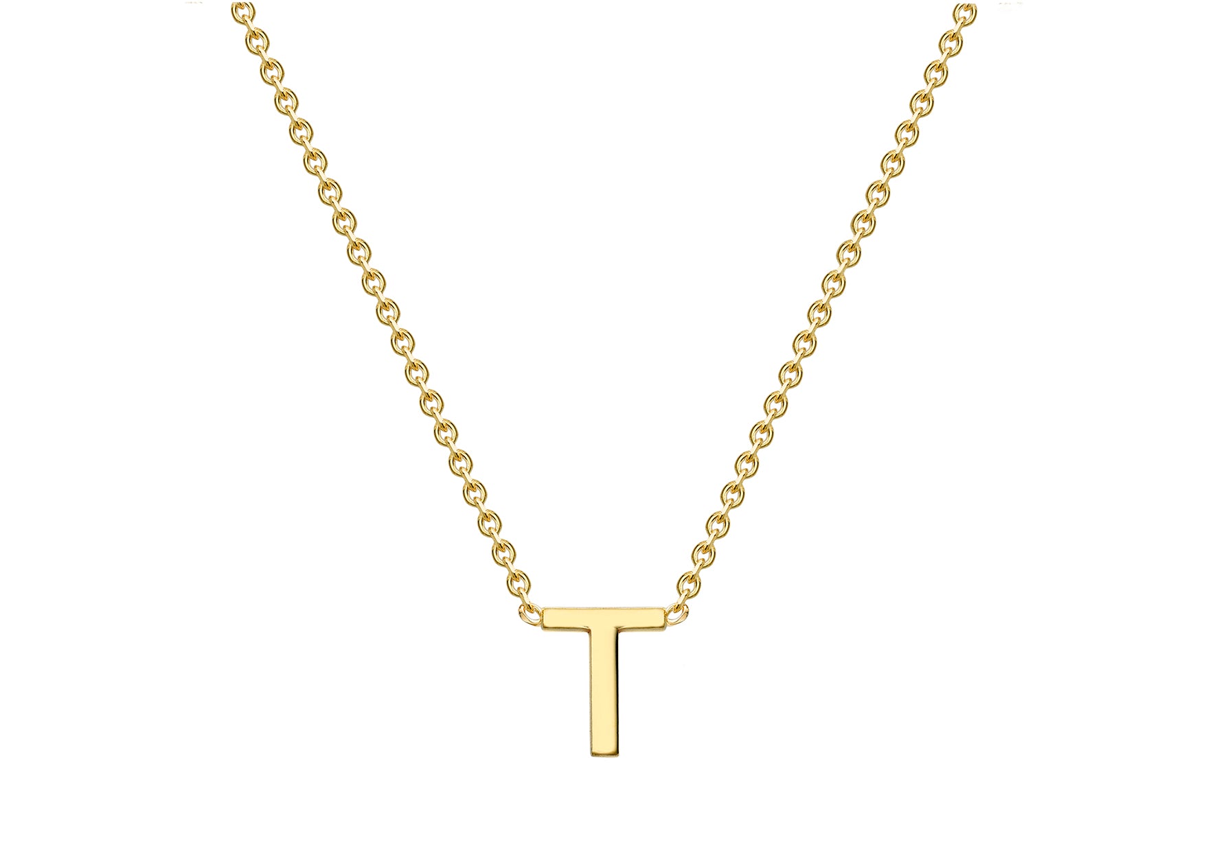 9ct Yellow Gold T Initial Necklace
