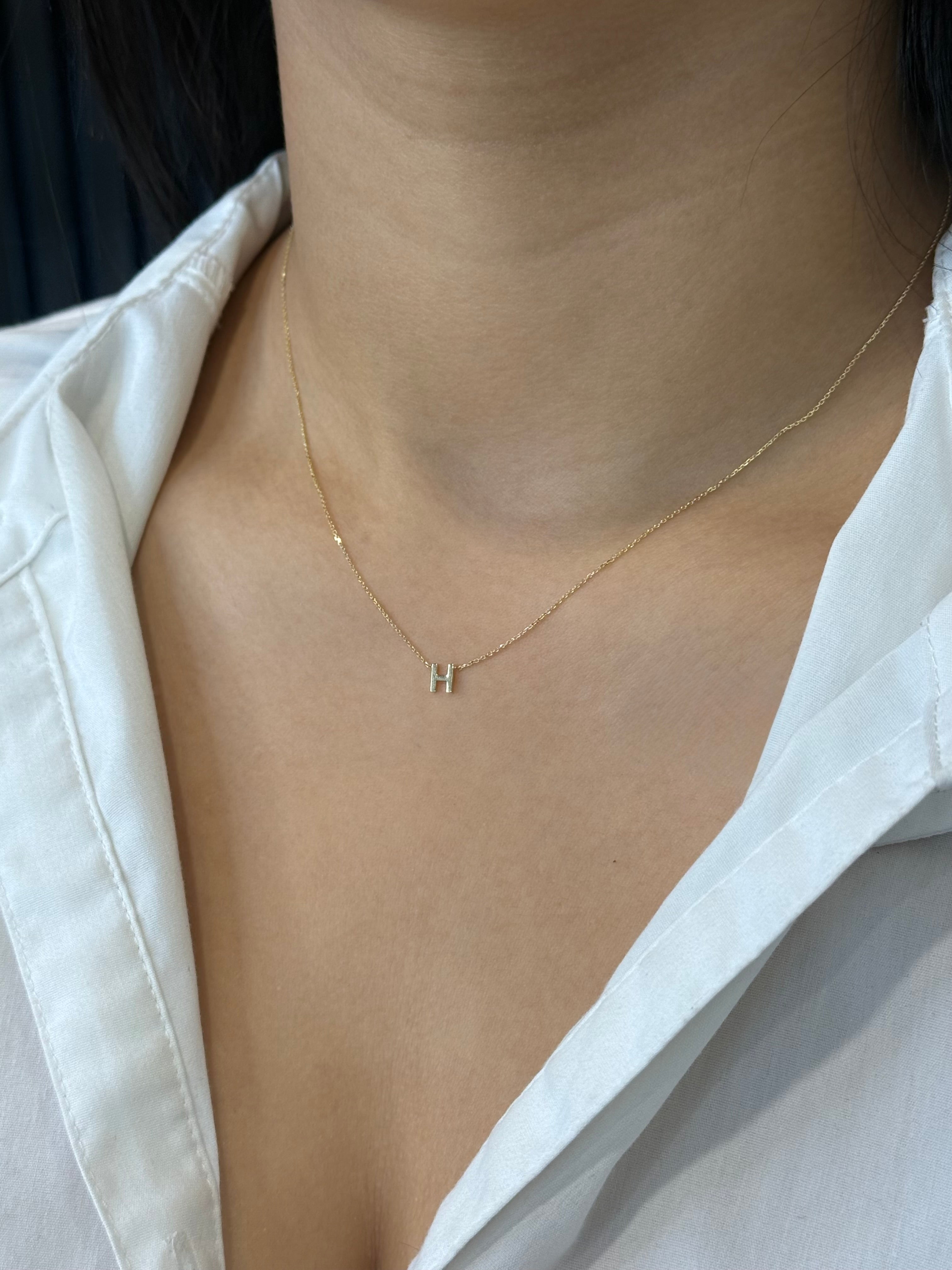 9ct Yellow Gold H Initial Necklace