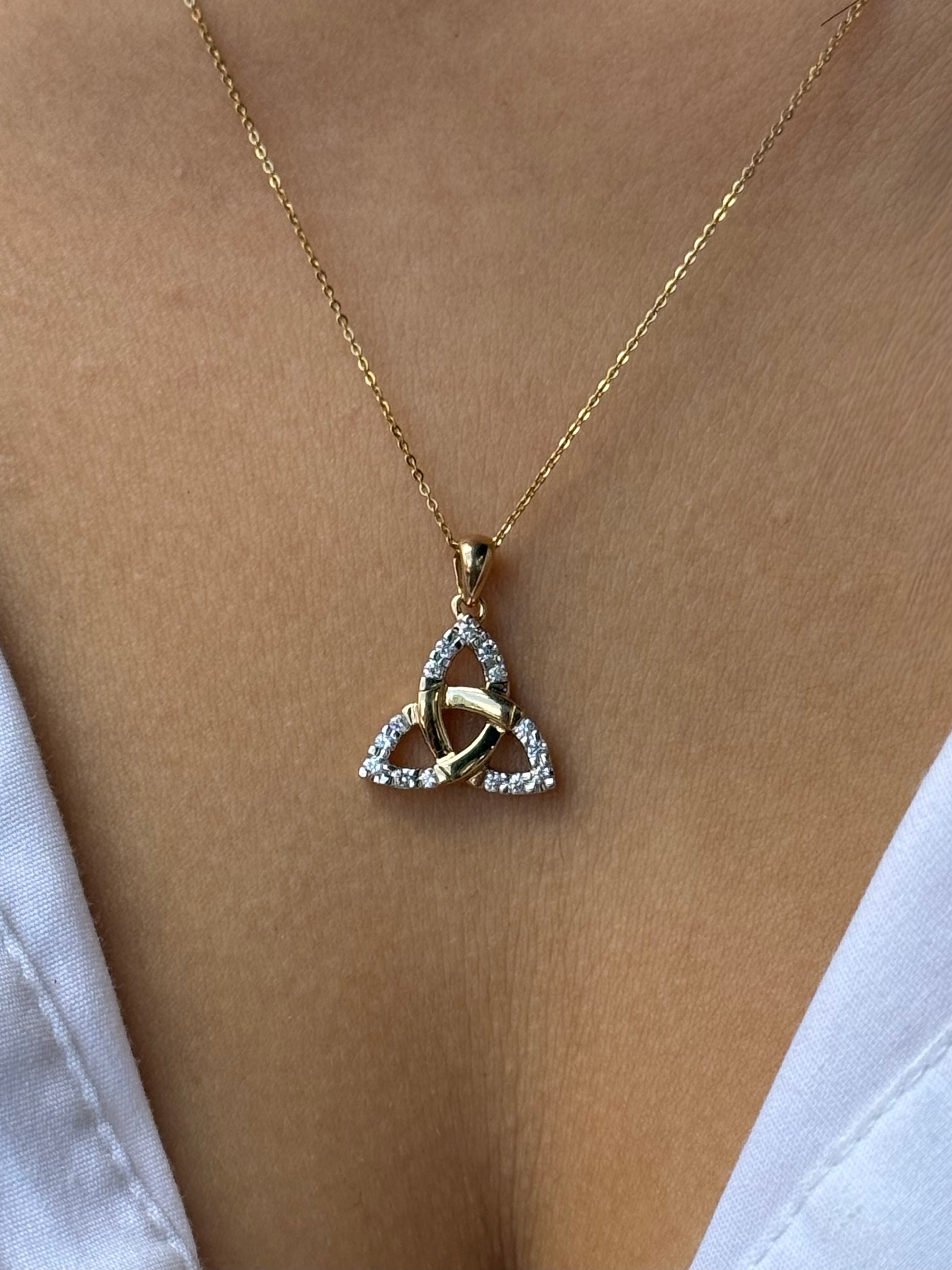 9ct Yellow Gold Diamond Trinity Pendant