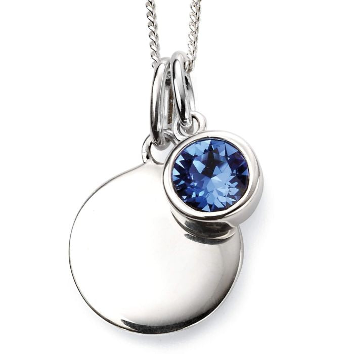 Sterling Silver September Birthstone Disc Pendant