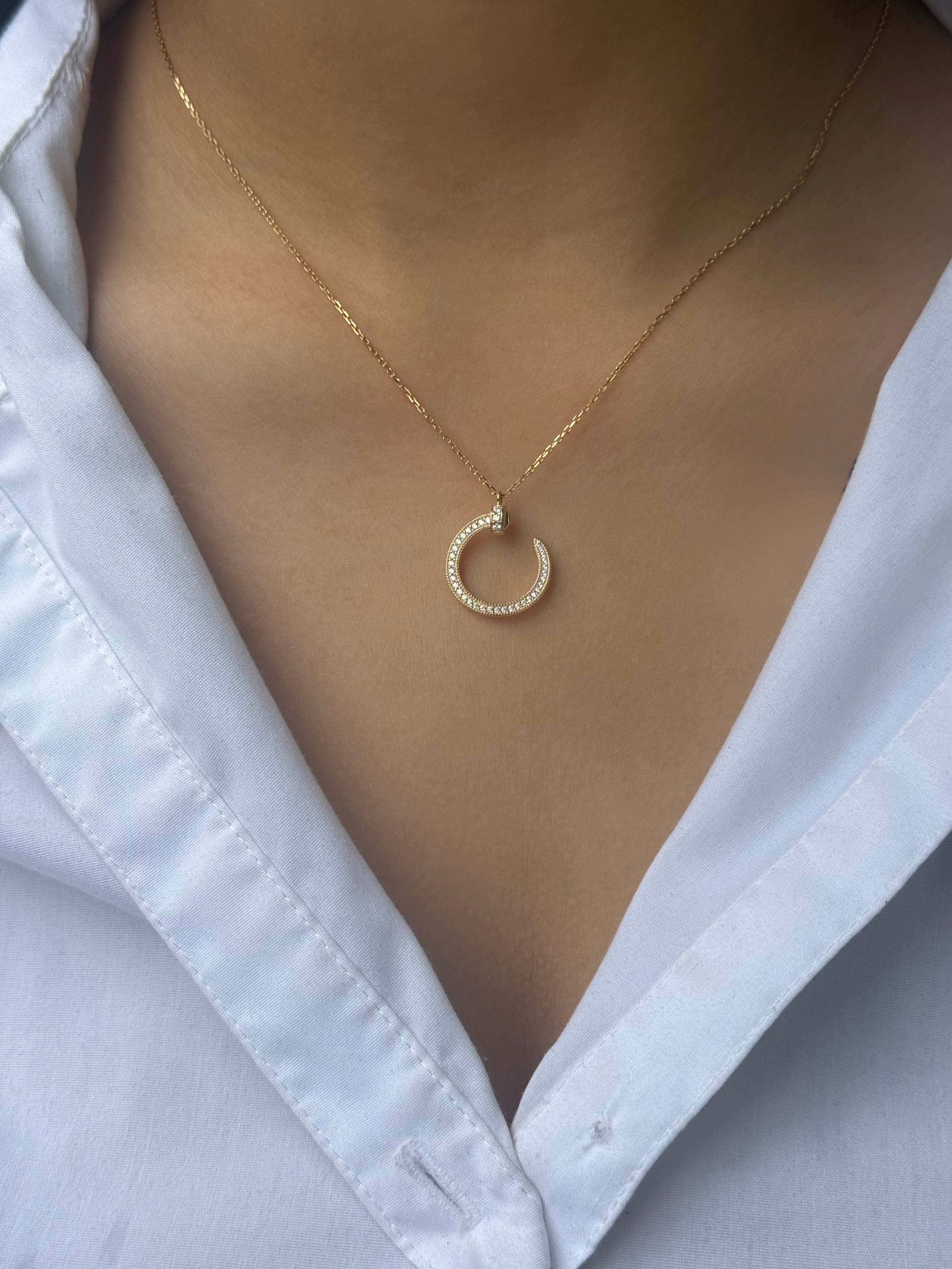 Gold Plated Sterling Silver Cz Nail Pendant