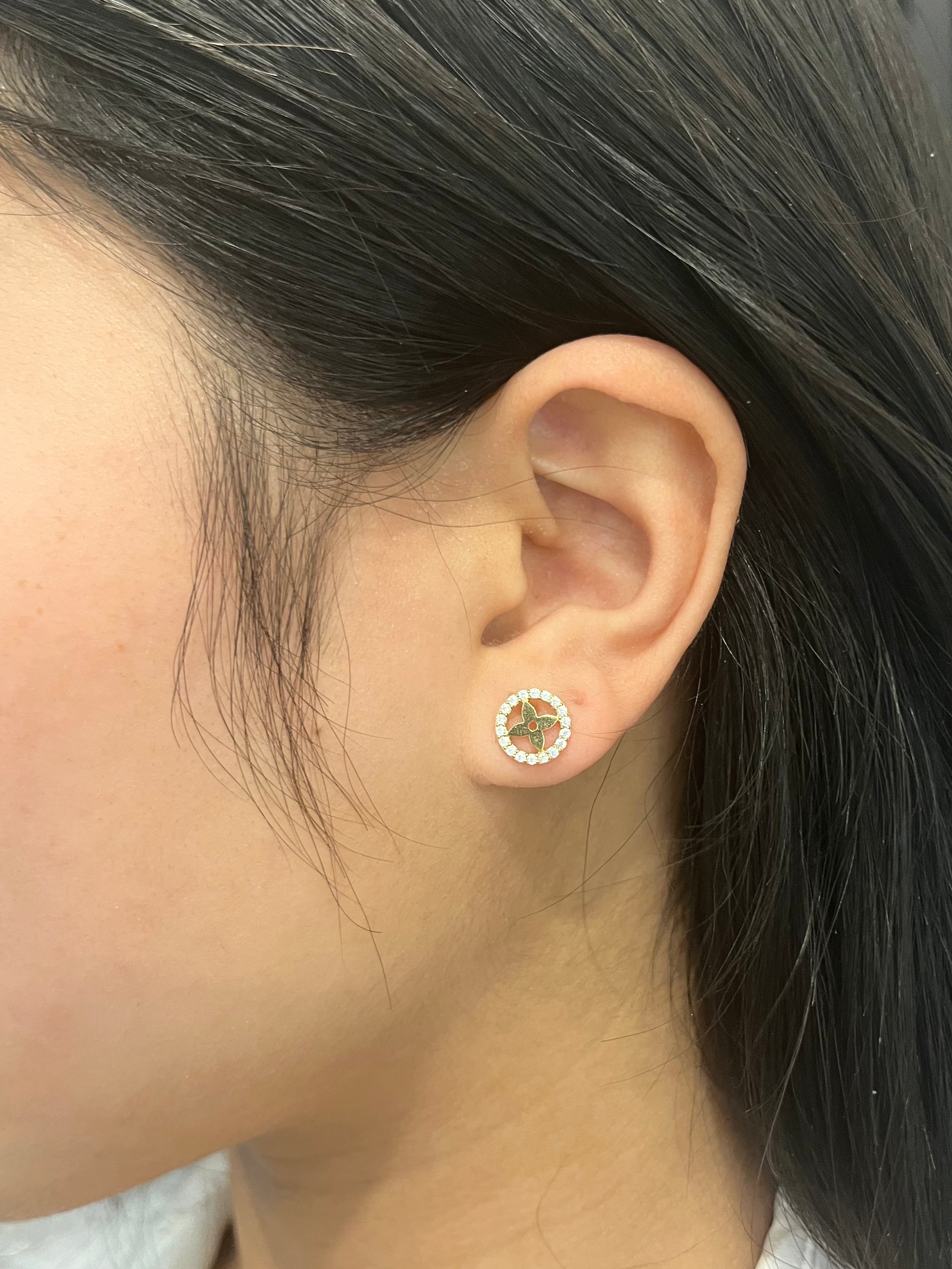 9ct Yellow Gold CZ Enclosed Clover Studs