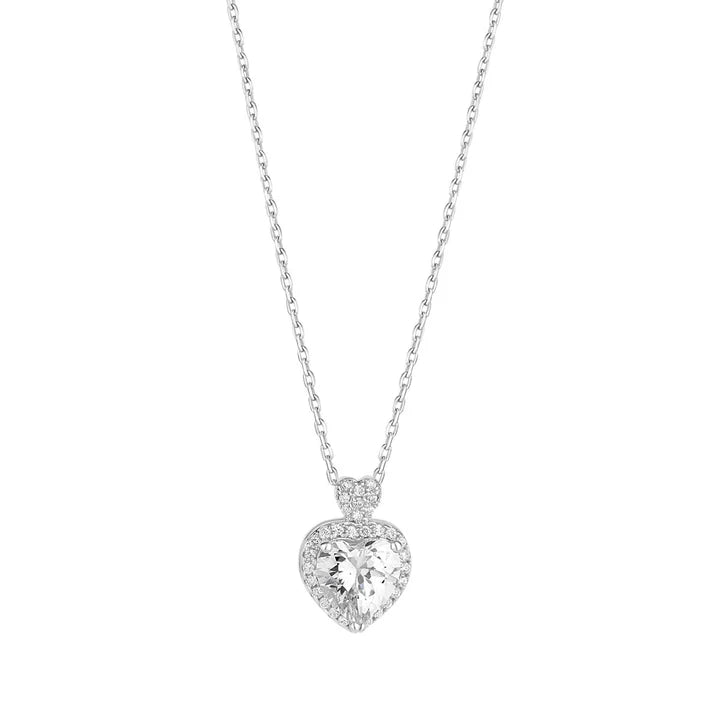 Sterling Silver Heart Cz Pendant