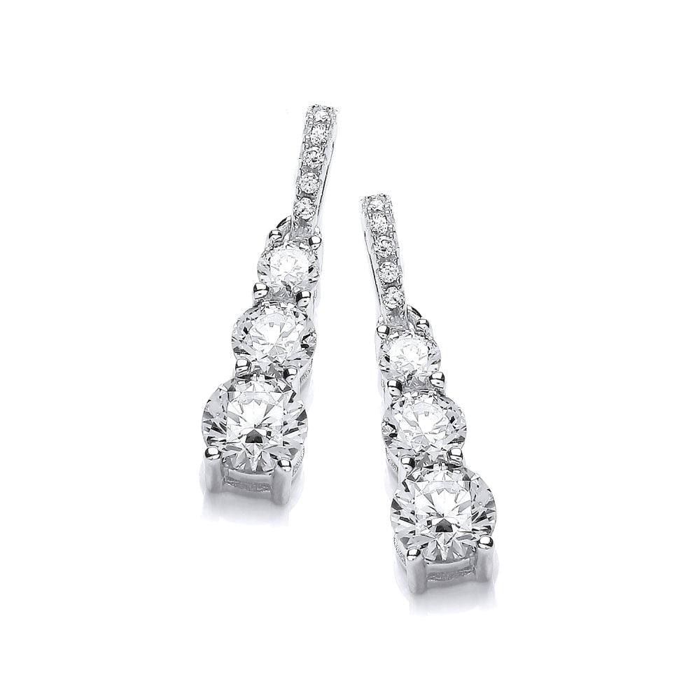 Sterling Silver Cz Drop Earrings