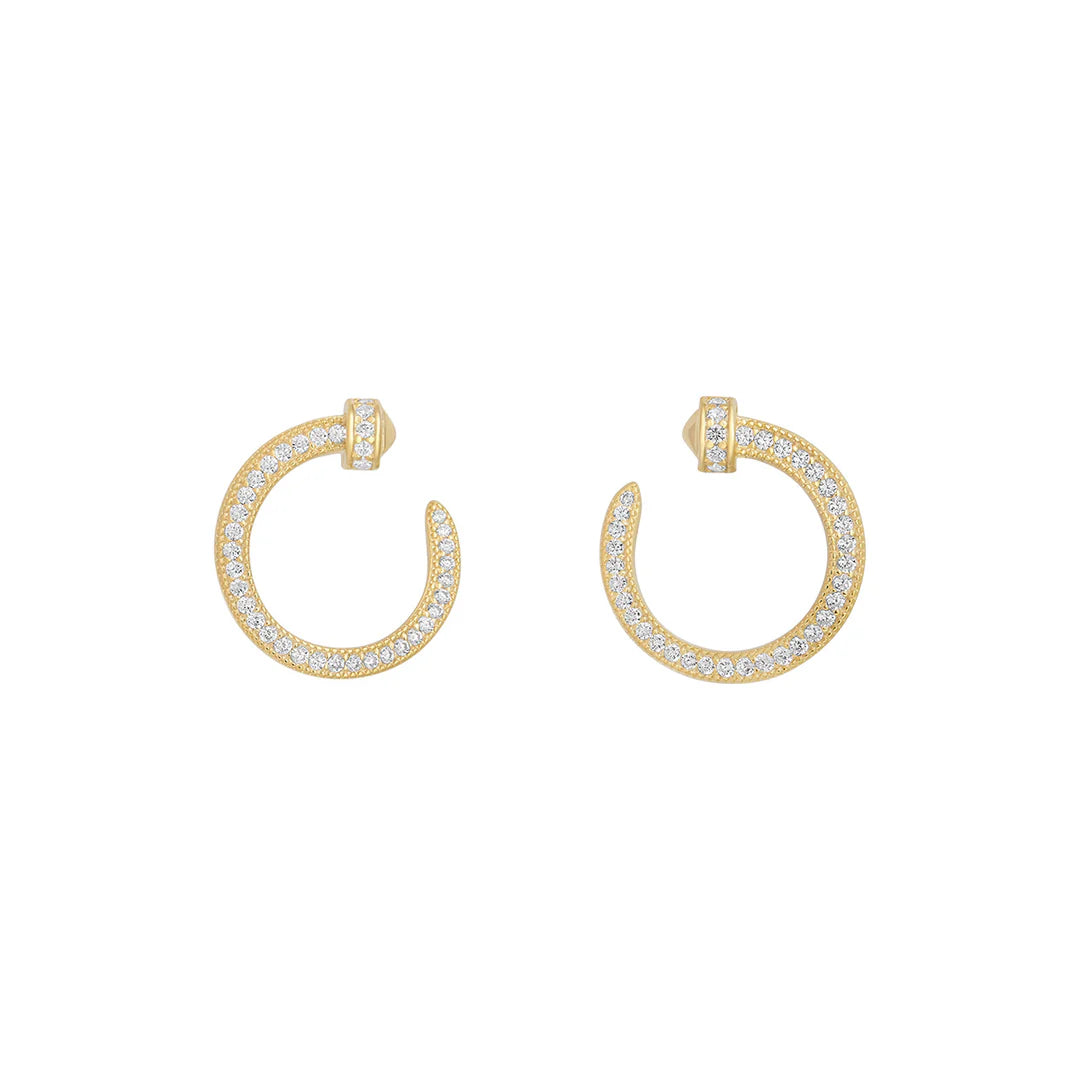 Gold Plated Sterling Silver Cz Nail Stud Earrings