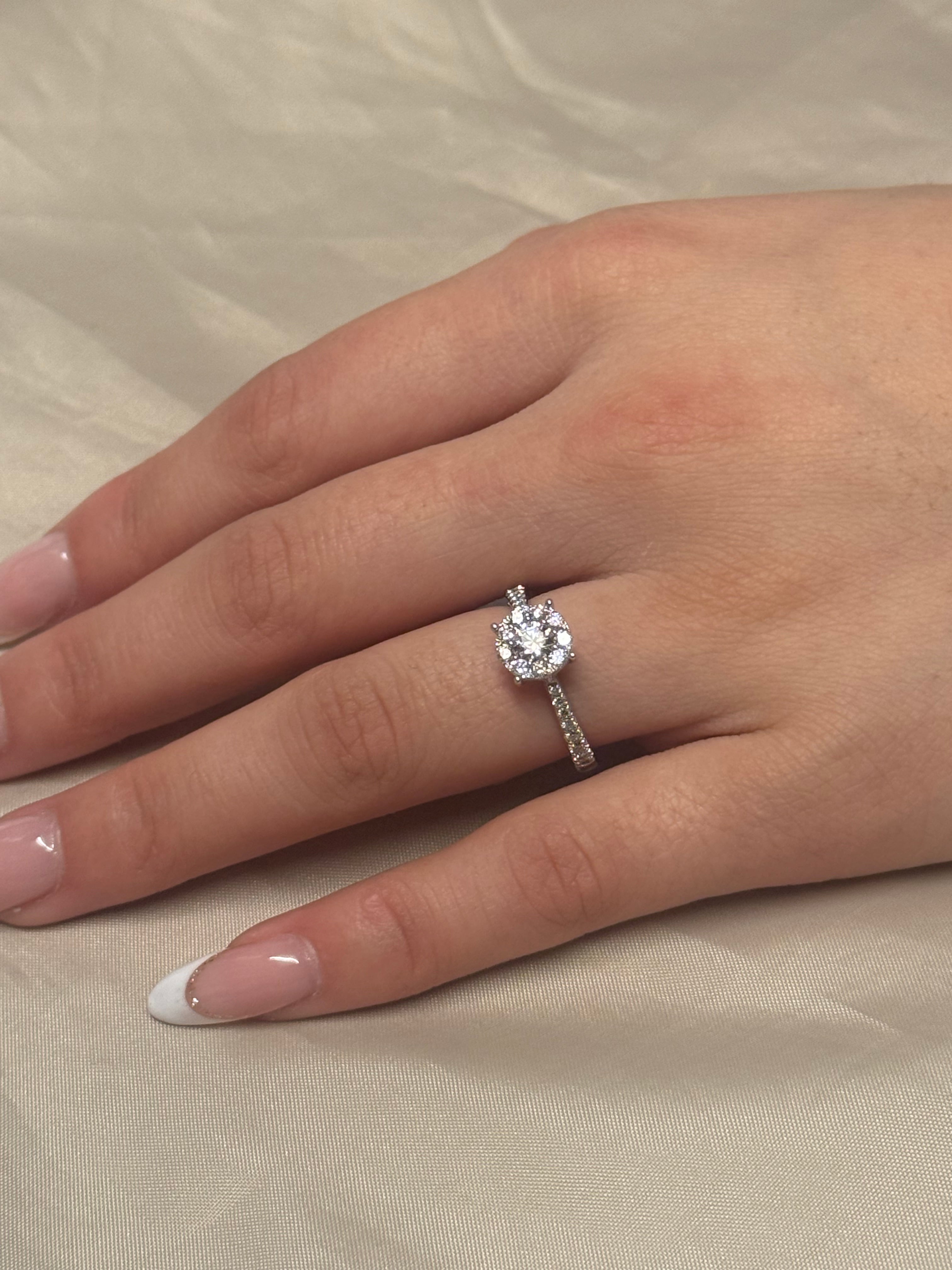9K White Gold 70pt Illusion Diamond Solitaire With Diamond Set Band