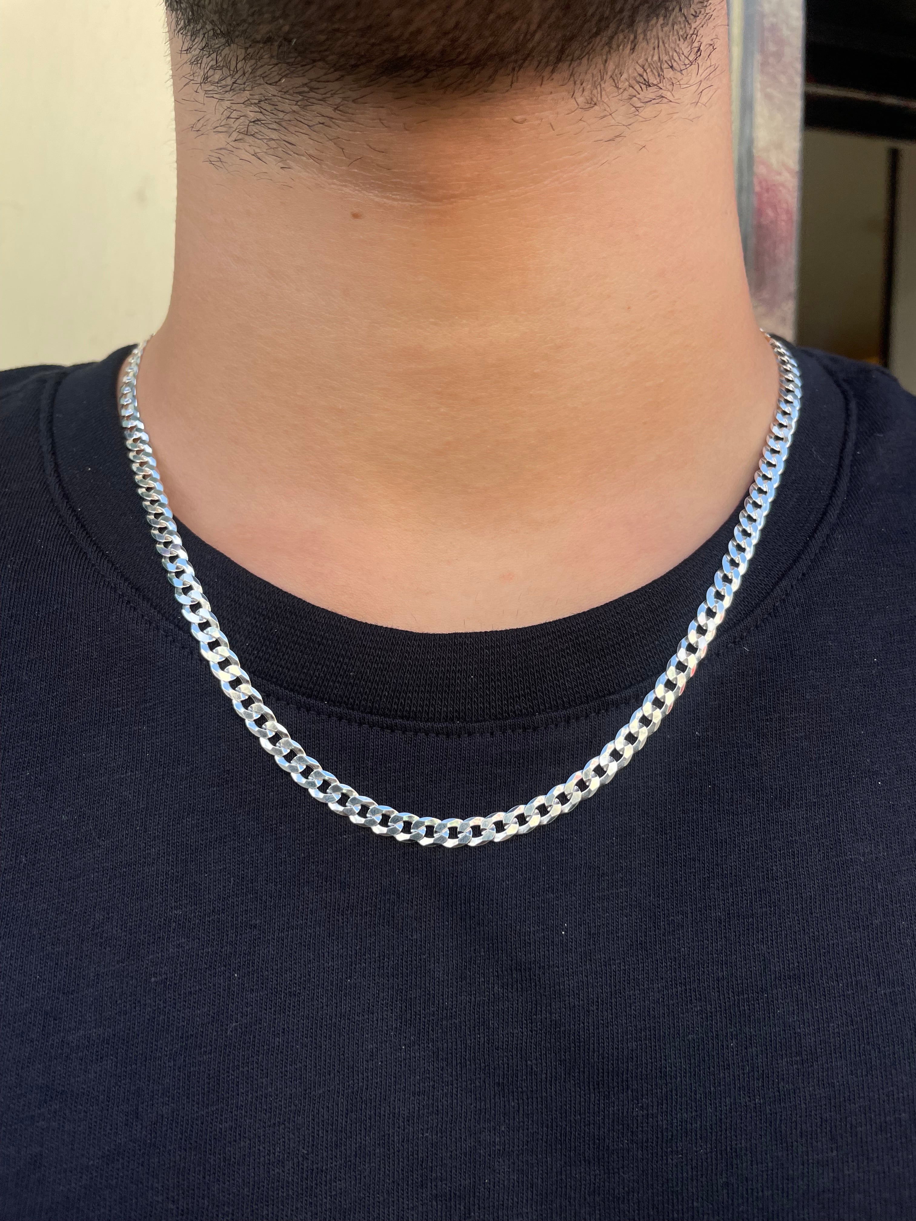 Sterling Silver Mens Small Flat Curb Chain
