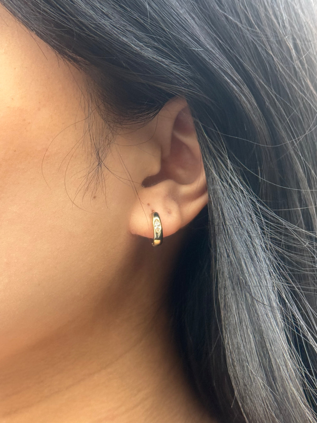 9ct Yellow Gold Marquise Hoop Earrings
