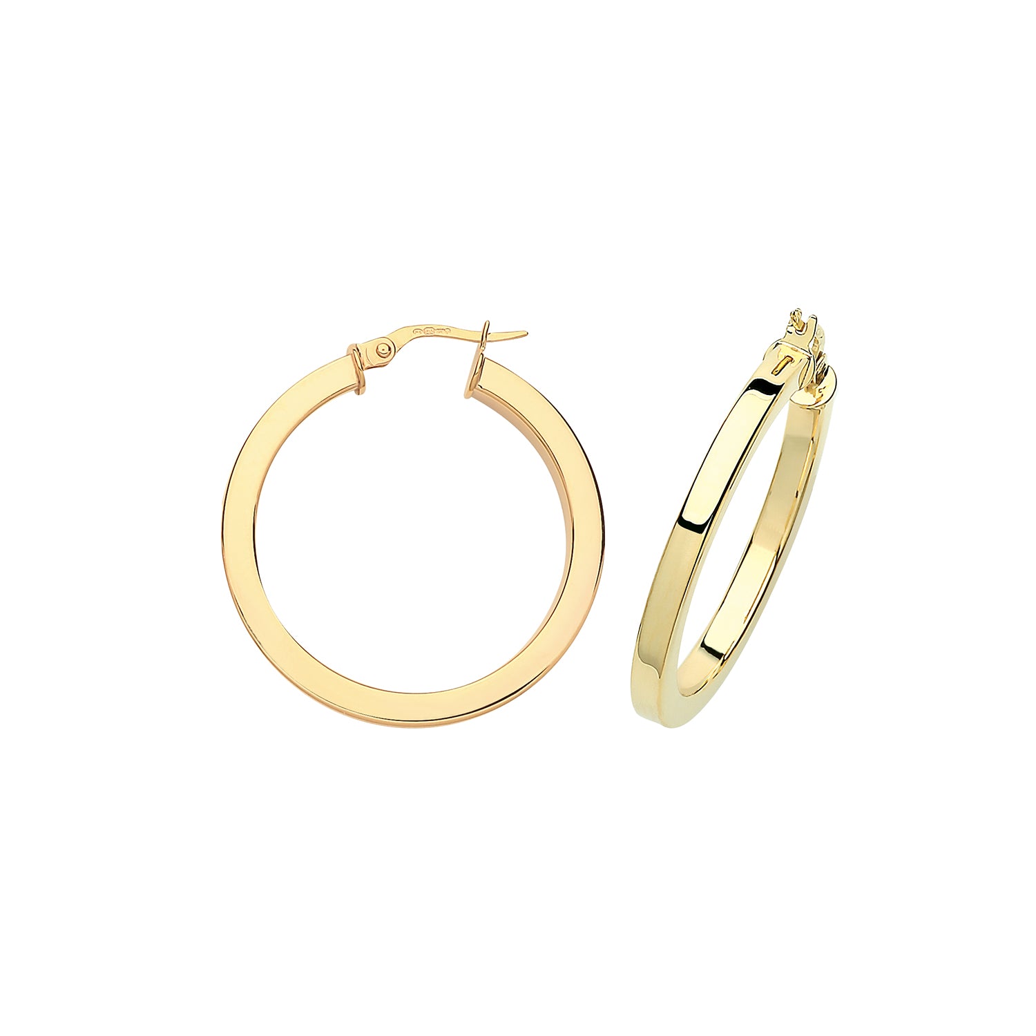 9ct Yellow Gold Flat Court Hoops