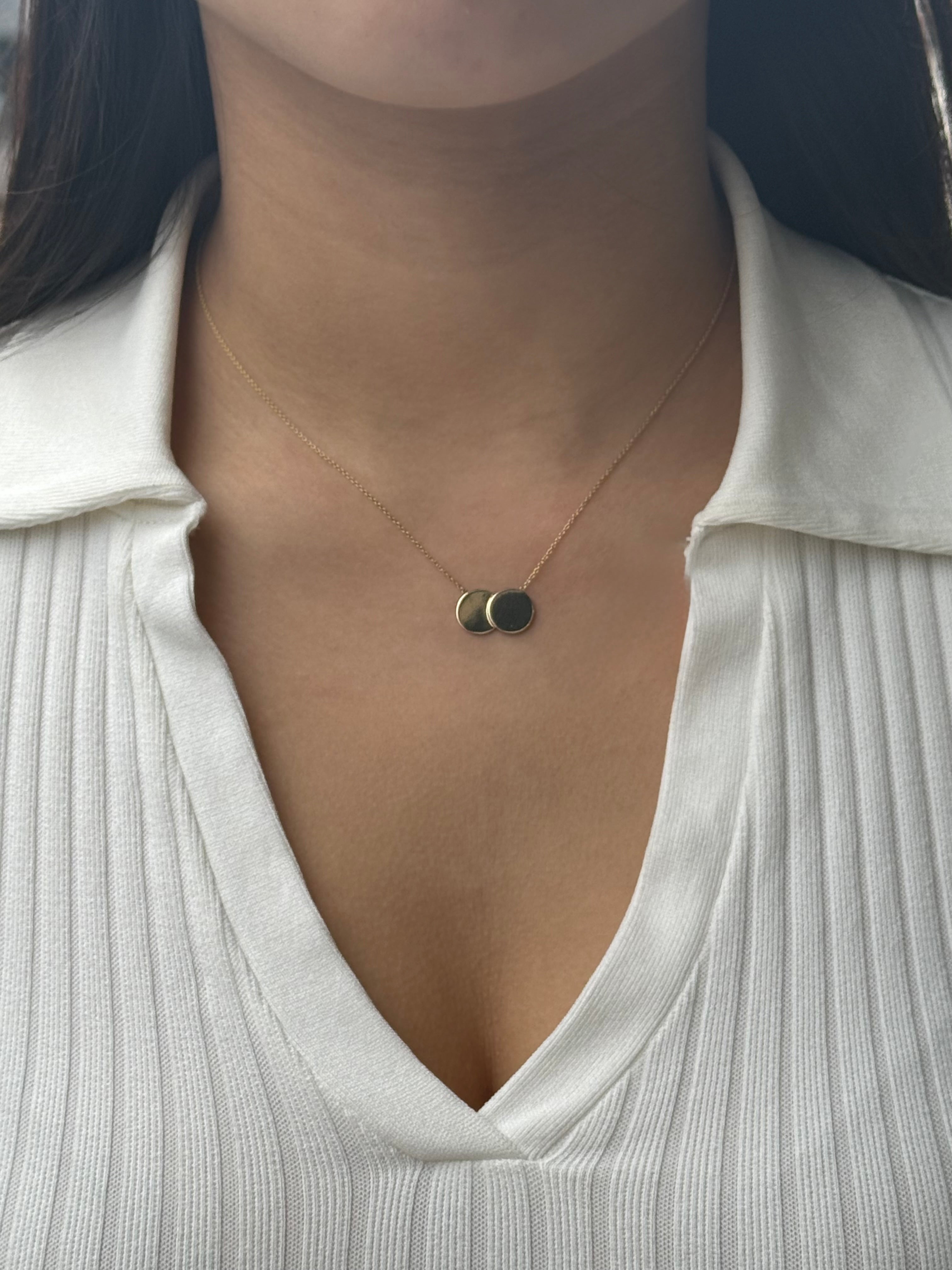 9ct Yellow Gold Double Disc Necklace
