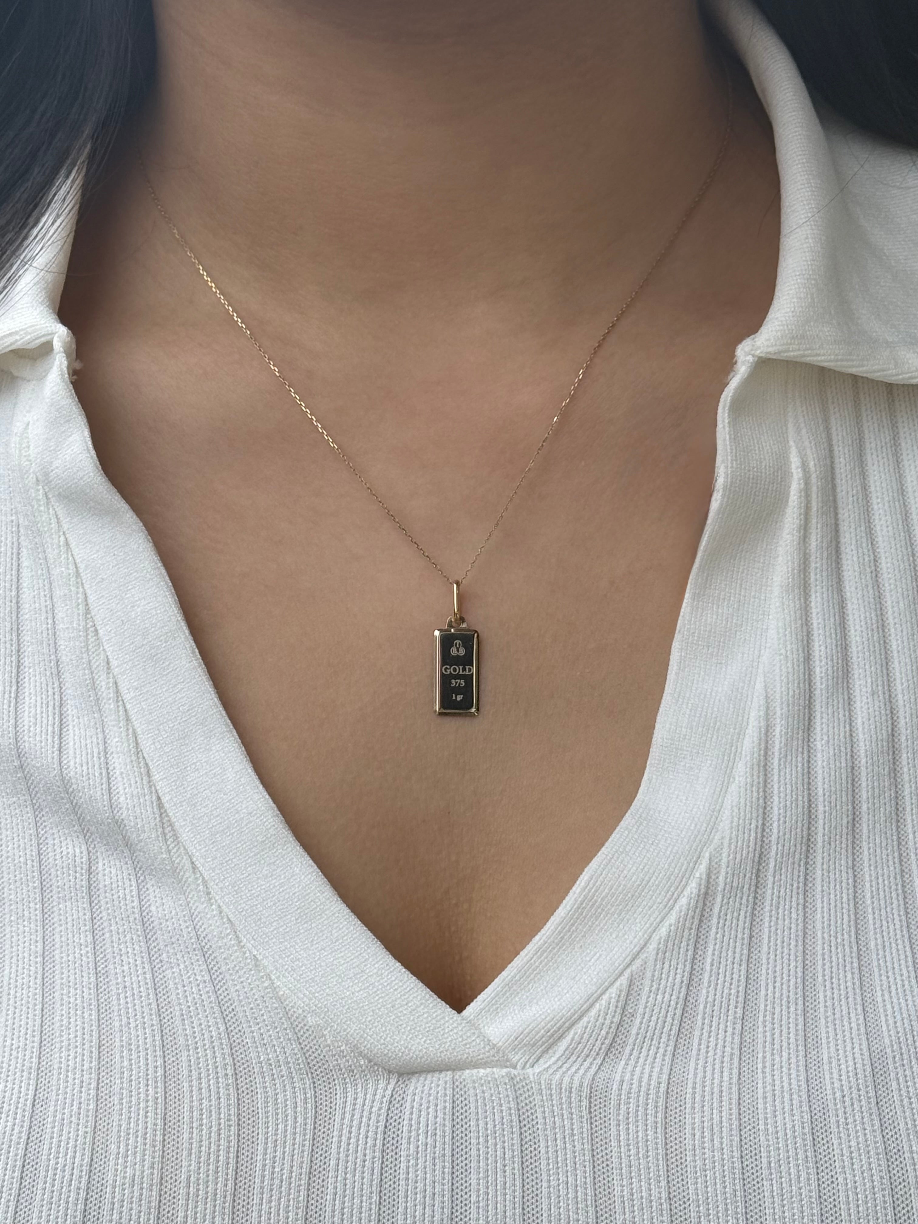 9ct Yellow Gold Ingot Pendant