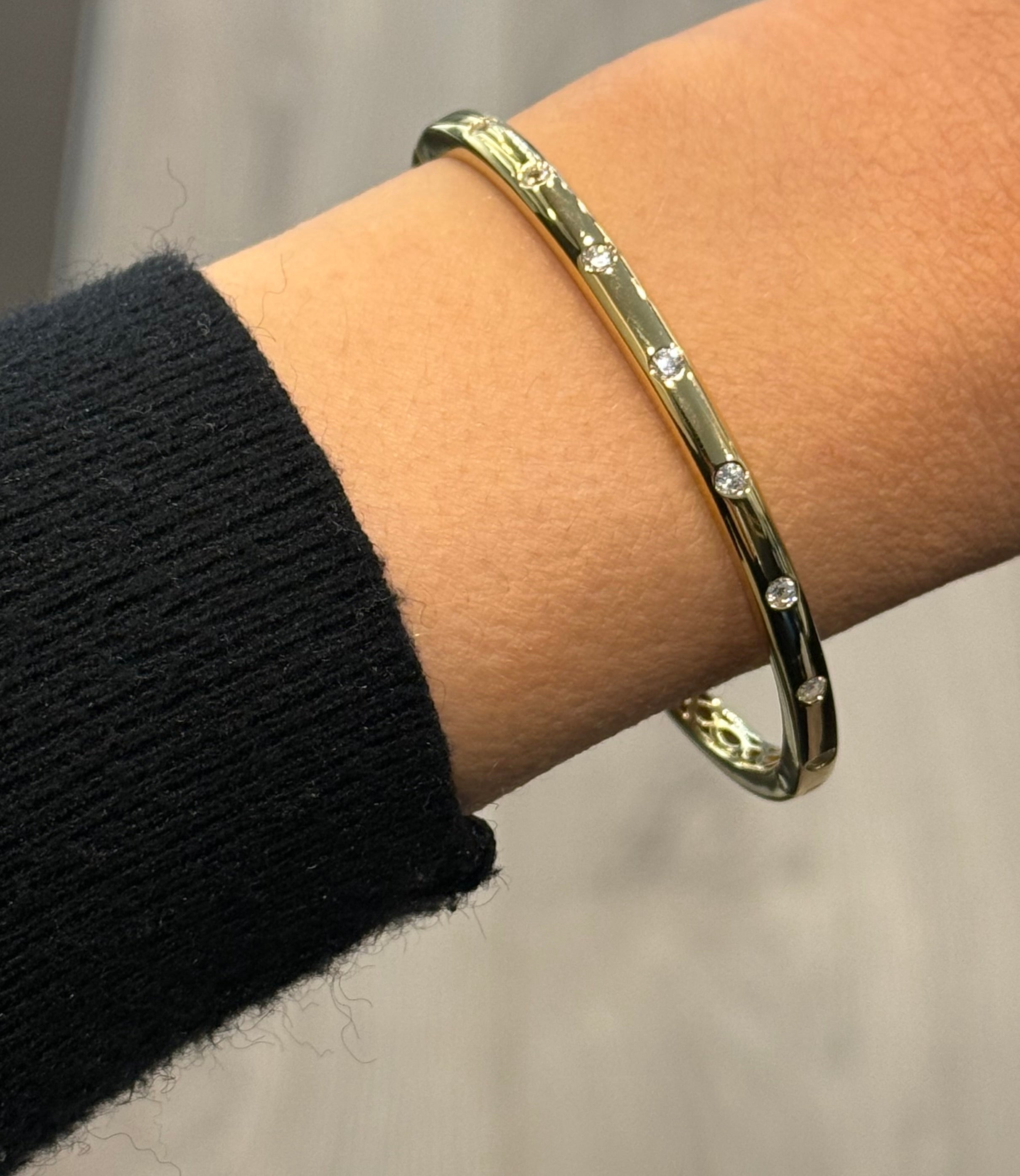 Gold Plated Inset CZ Bangle