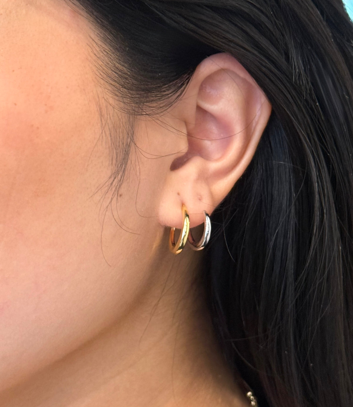 Sterling Silver & Gold Plated Double Hoop Earring