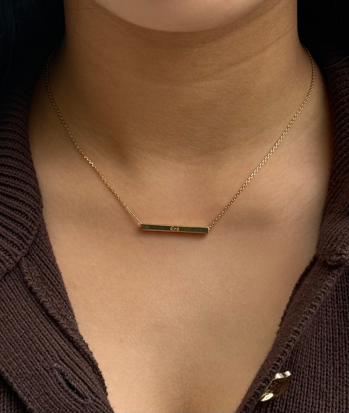 Gold Filled Grá Bar Necklace