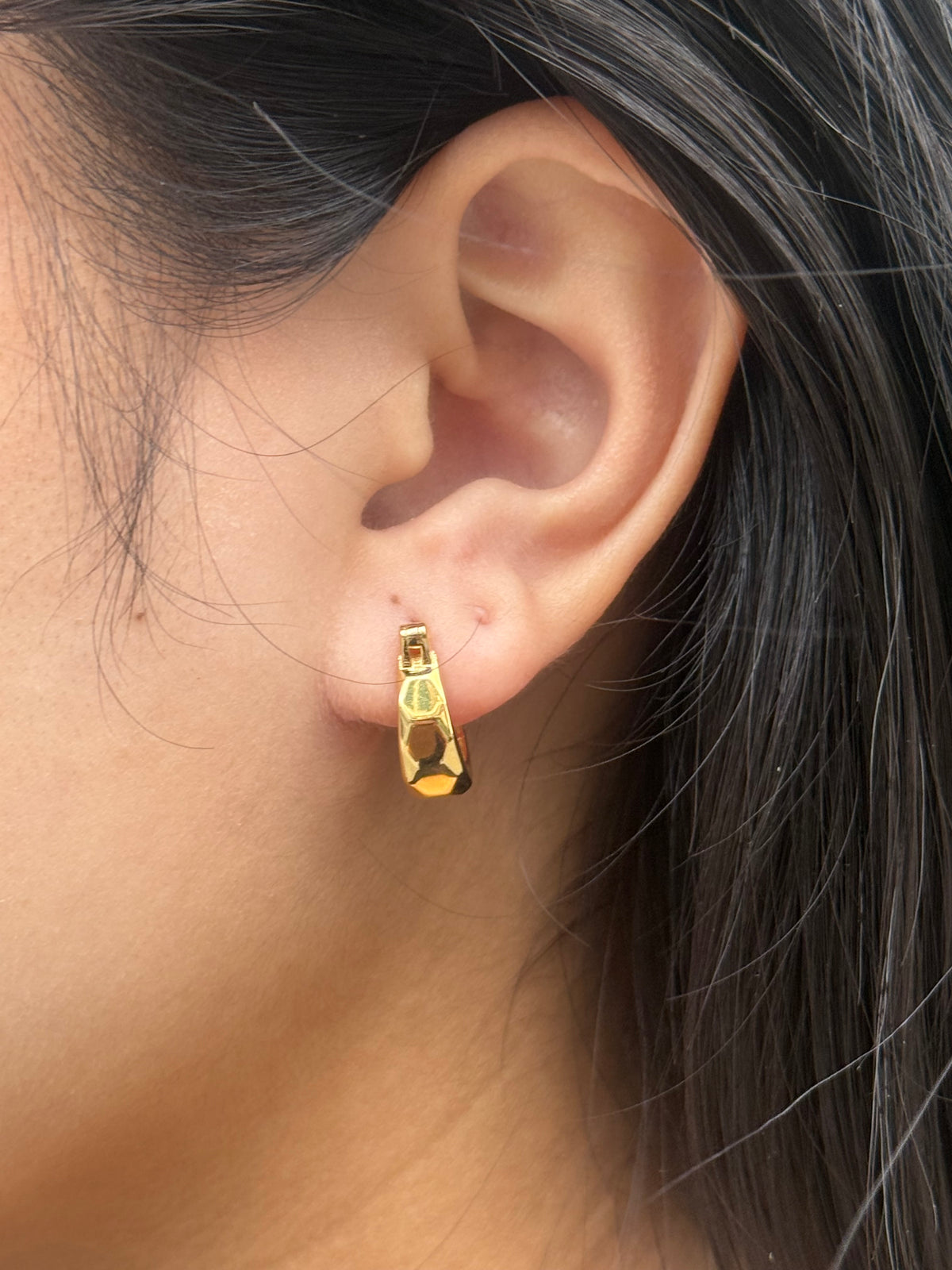 Gold Plated Sterling Silver Honeycomb Hoop Earrings