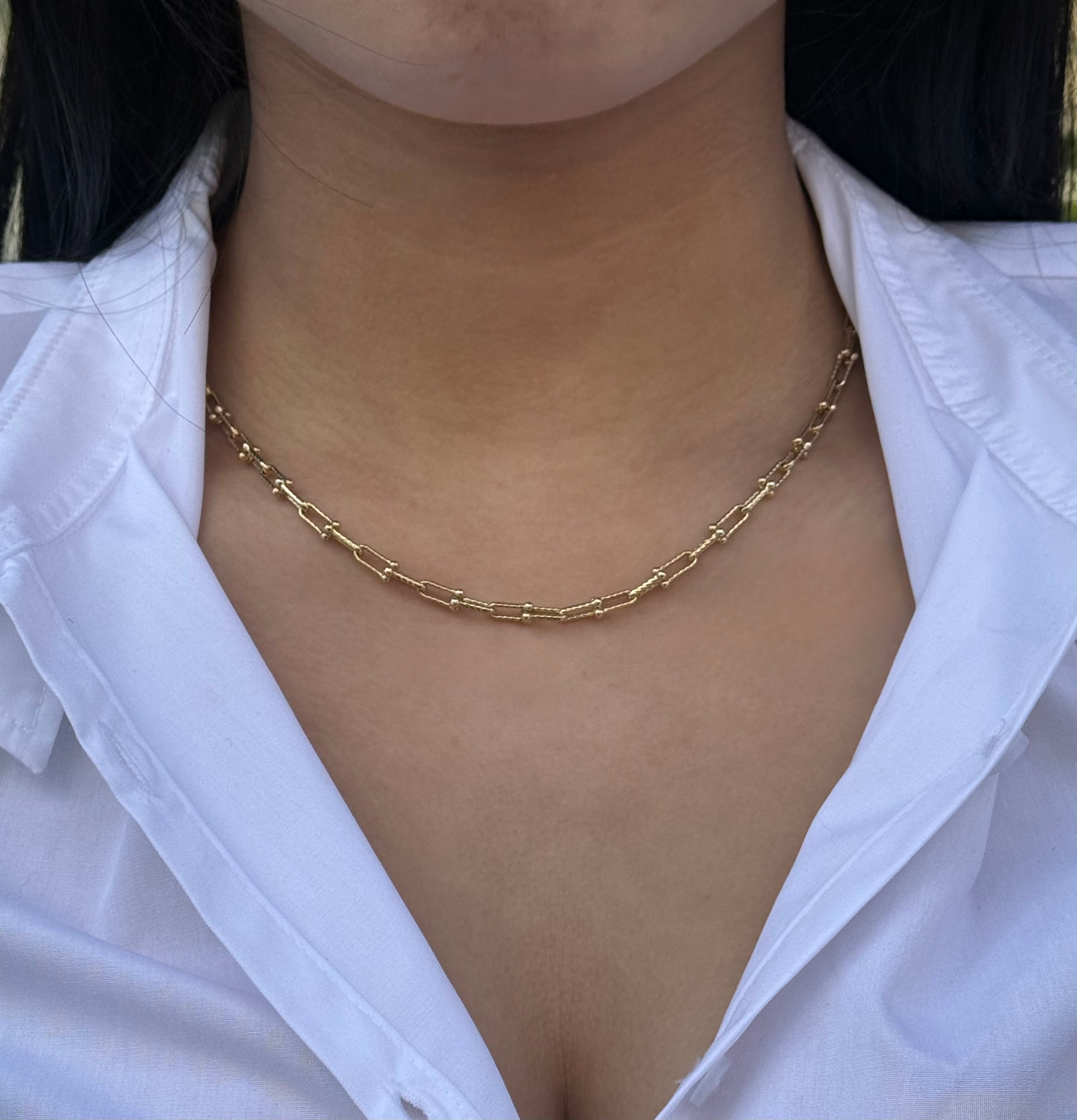 9ct Yellow Gold Textured Industrial Necklace