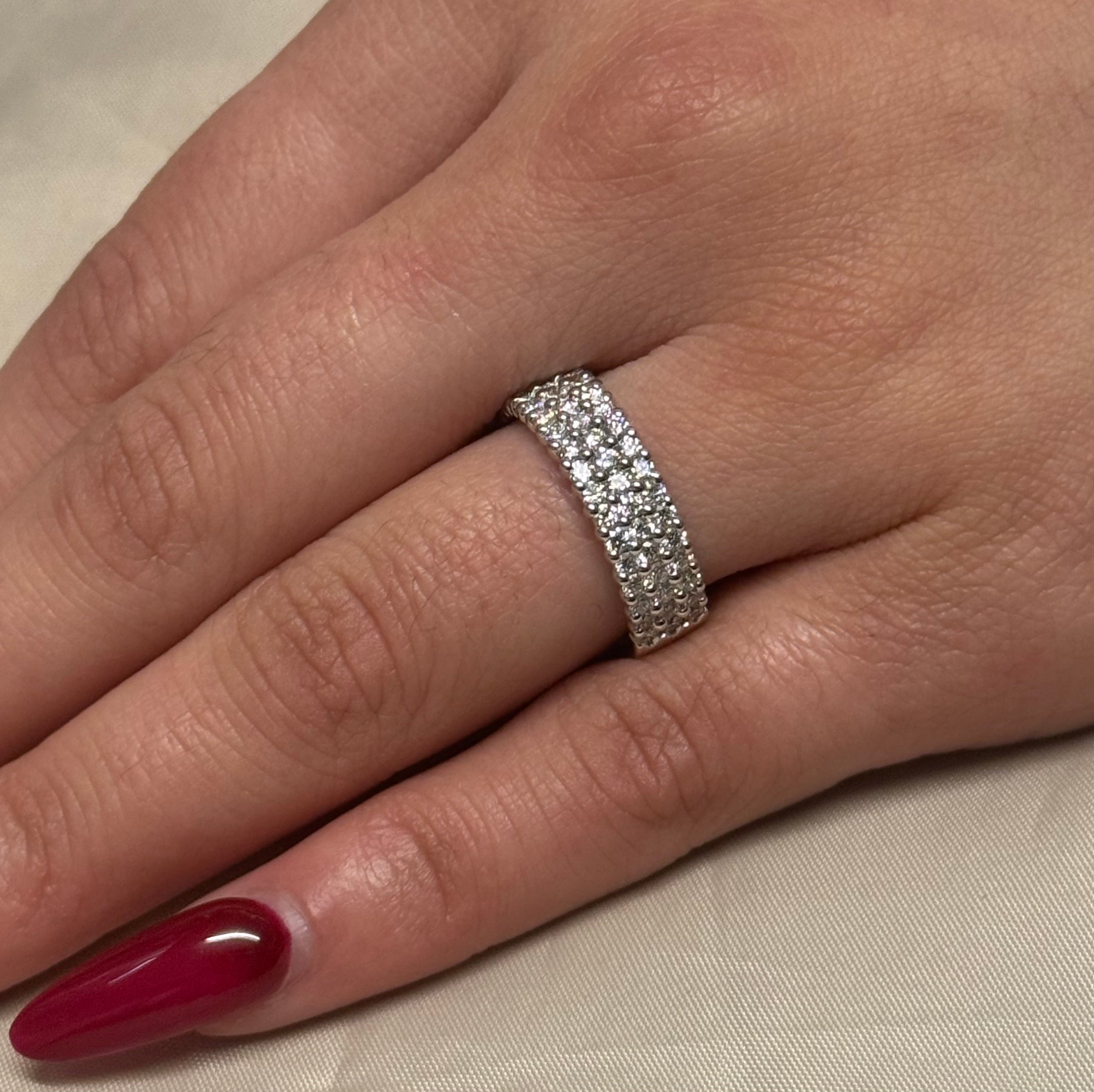9K White Gold Laboratory Grown Diamond Triple Band