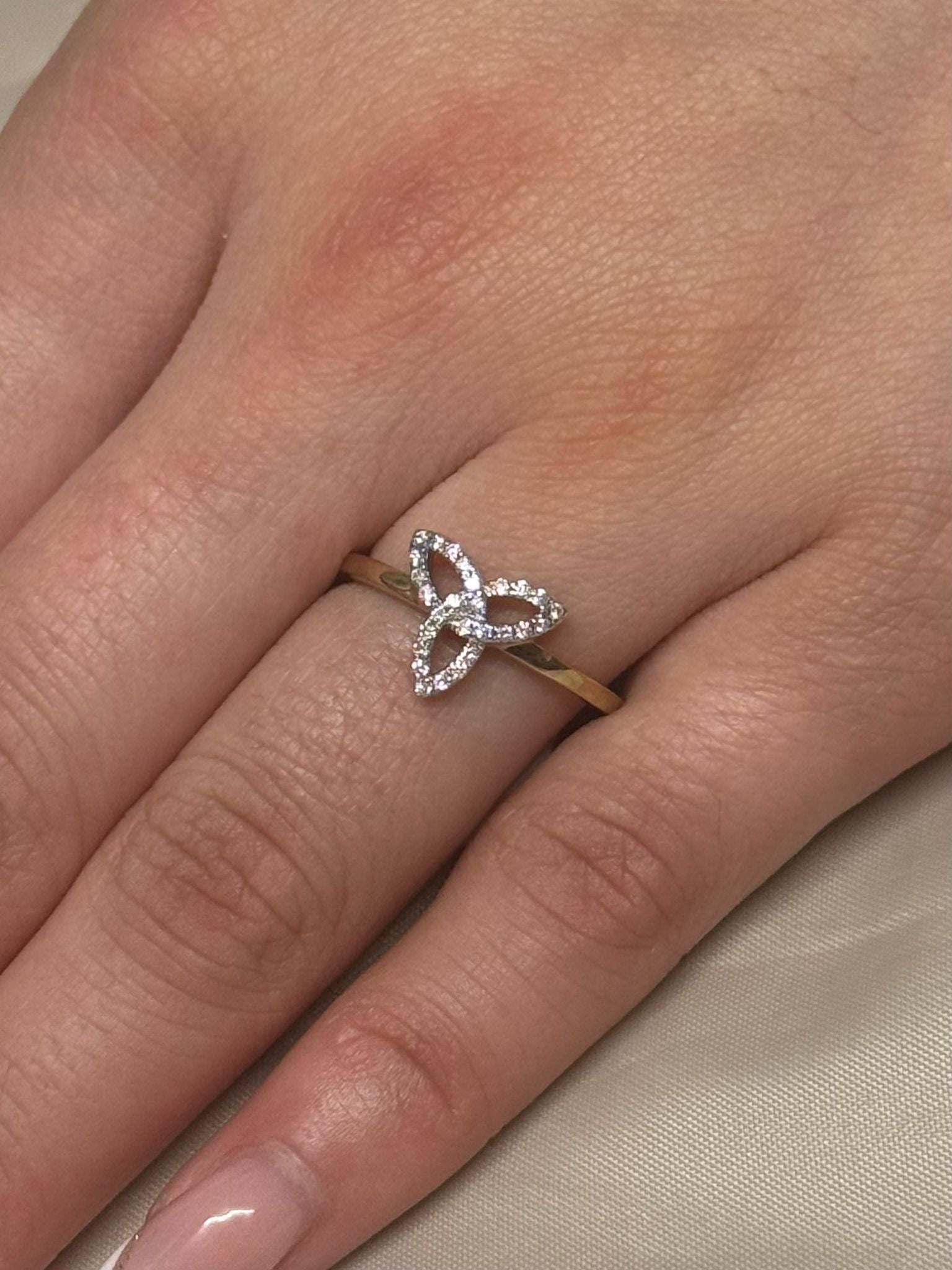 9K Yellow Gold Diamond Trinity Ring