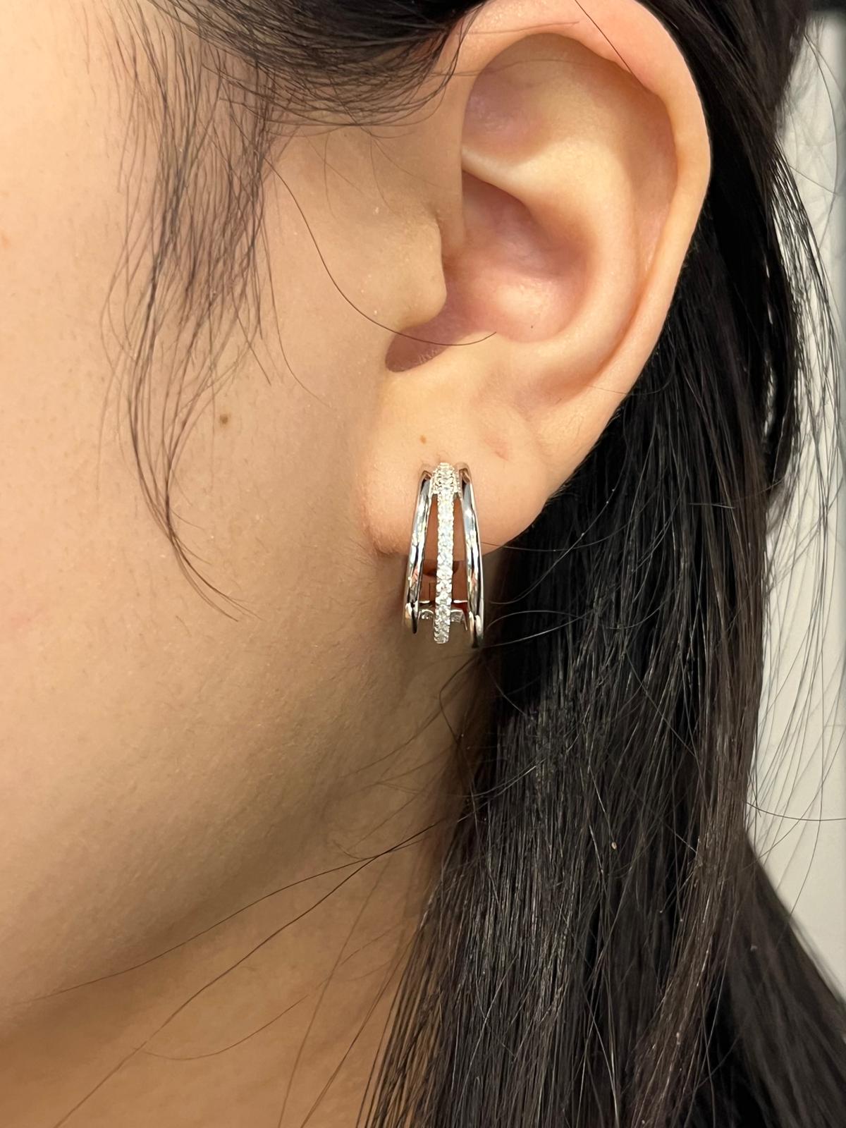 Sterling Silver Triple Hoop Earrings
