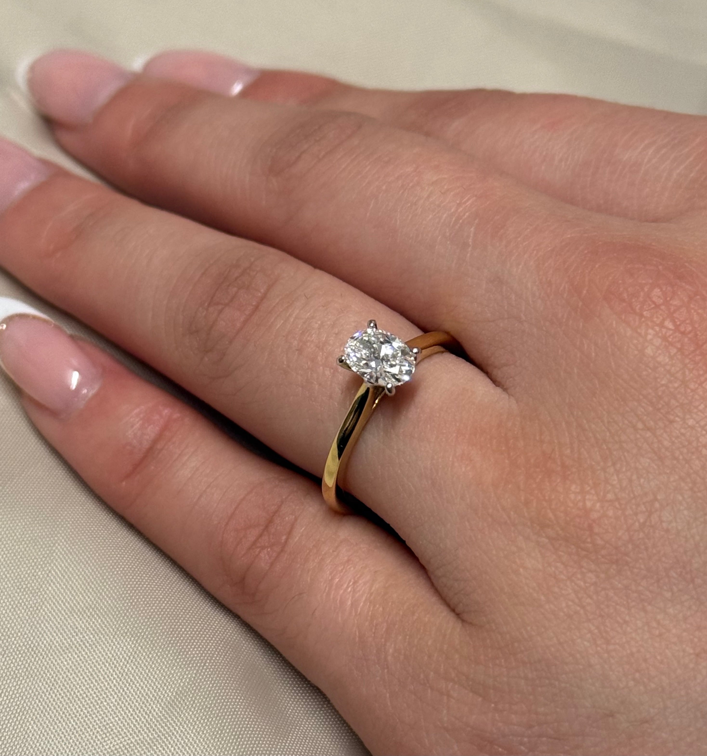 18K Yellow Gold 81pt Oval Diamond Solitaire