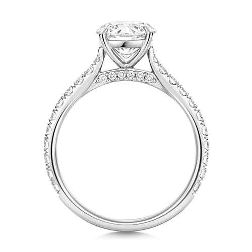 18K White Gold 1.98ct Brilliant Cut Laboratory Grown Diamond Solitaire with Diamond Band